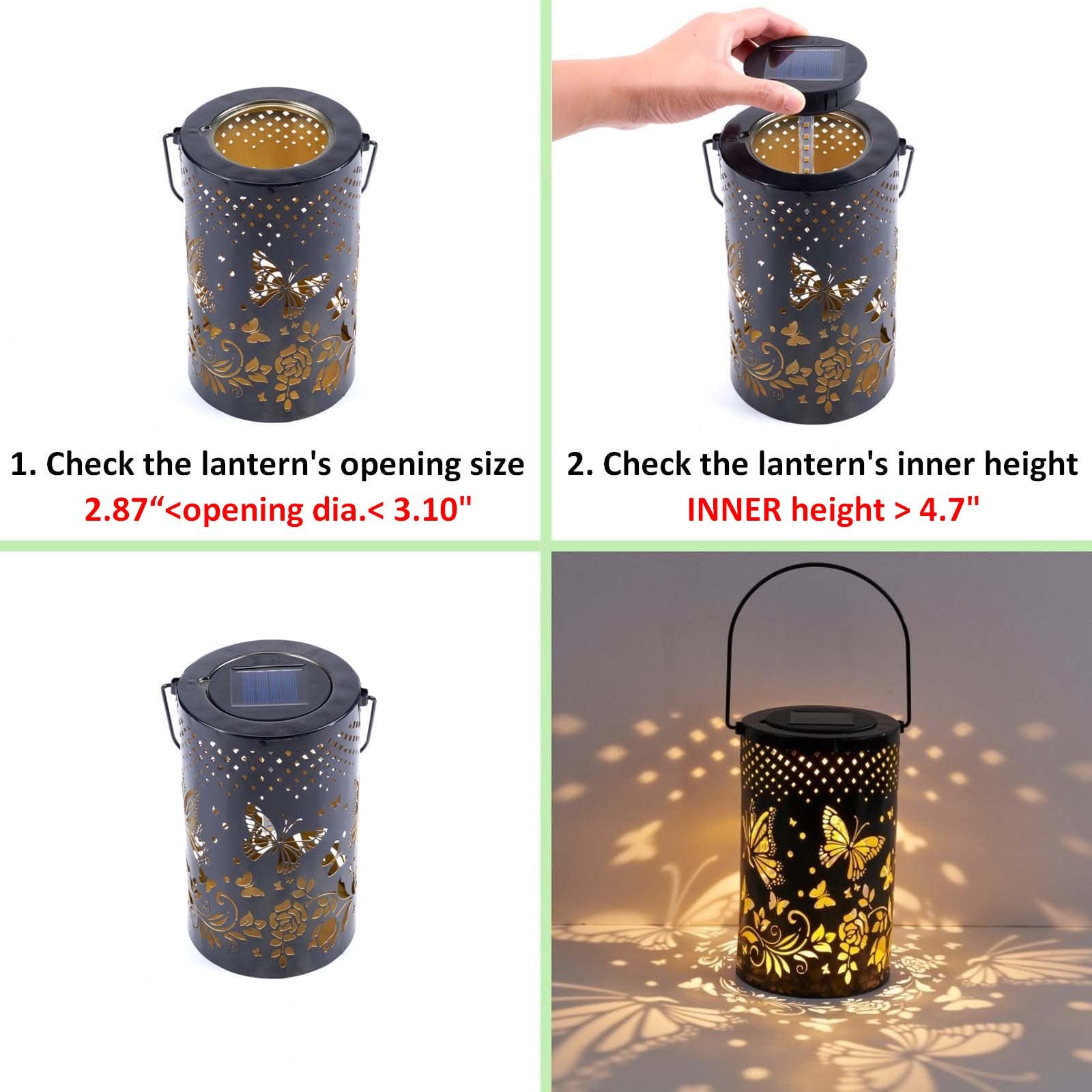 ORIGARDEN Solar Lantern Replacement Top - Waterproof Garden Decor, Warm White, 3.15 inch Dancing Lantern, Model US 3.15" Dancing Lantern Repl-top 02