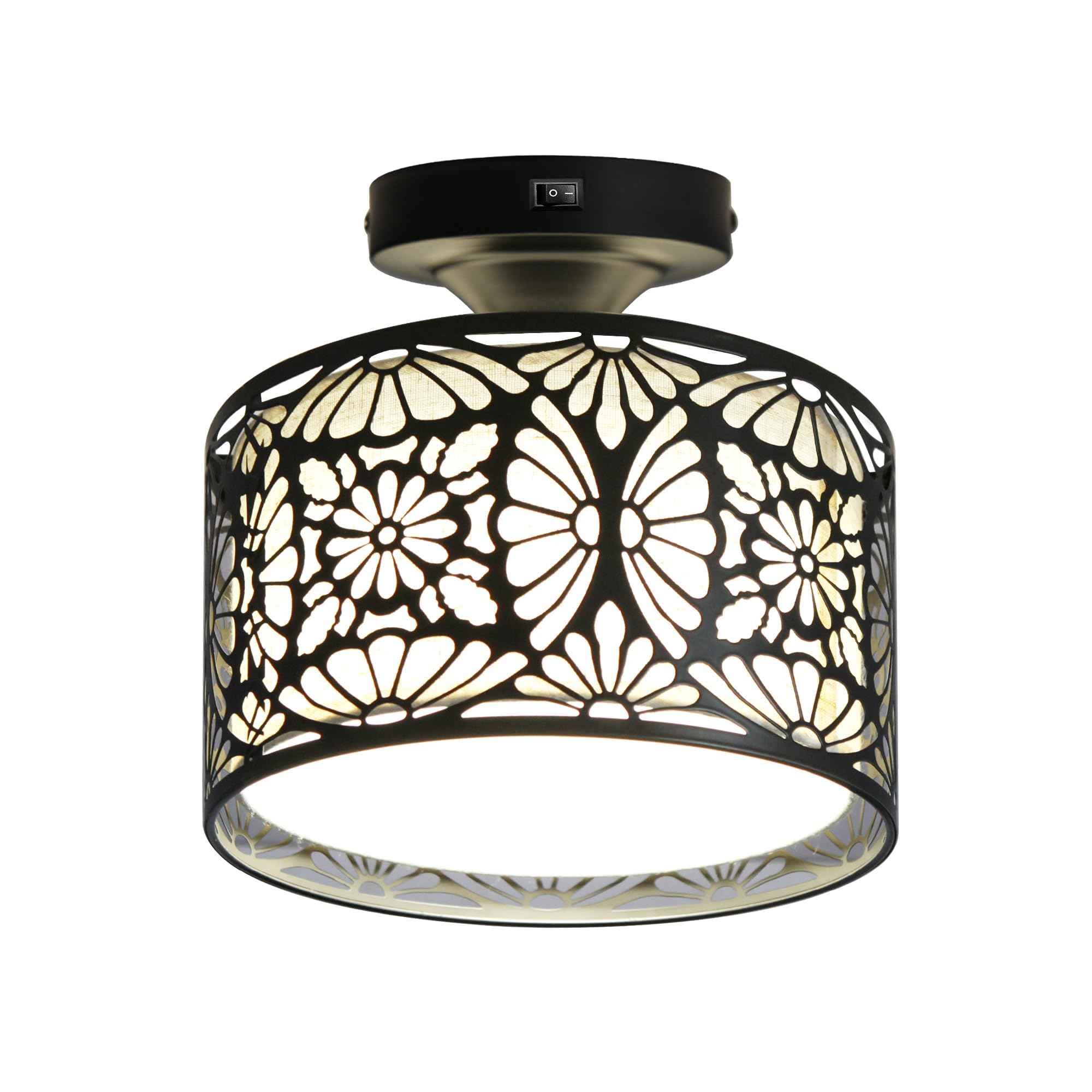 Facon 8-1/2 LED RV Pendant Dining Table Light with Switch, Decorative Fabric RV Dinette Light Fixture, 12V DC Interior Light f