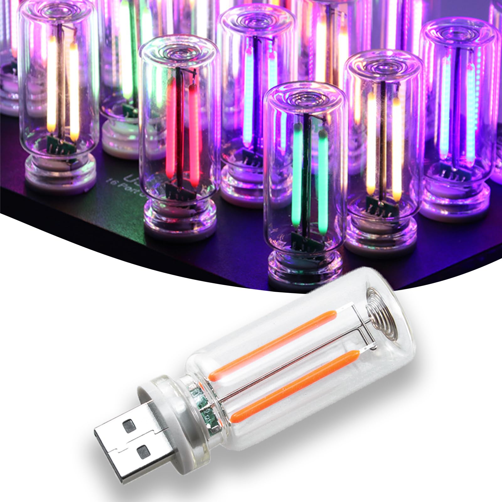 Dozyix Car USB Night Light, Touch Dimmable Glass Bulb, Mini LED, 901 Size, Pink