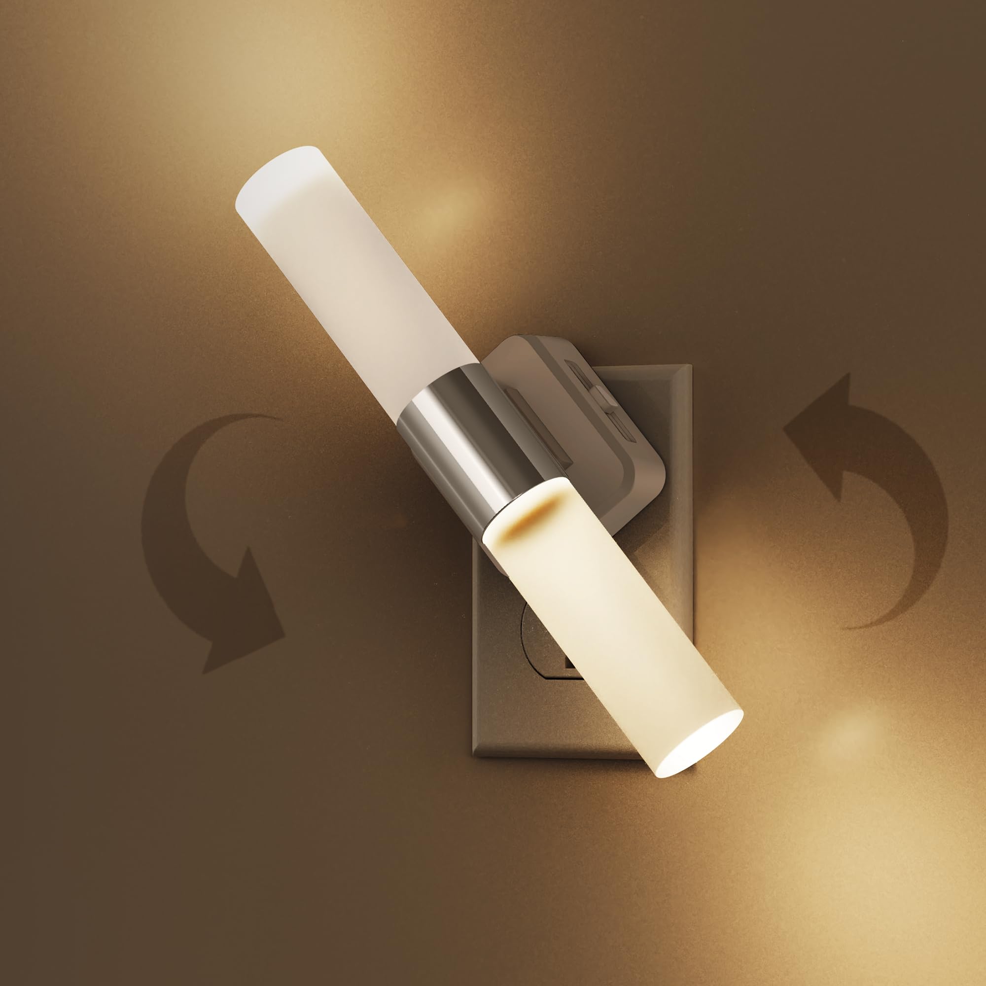 L LOHAS LED Night Light, 3000K Soft White, Adjustable Brightness, 180° Rotating, Plug-in, Plastic, 1 Pack, Matte White