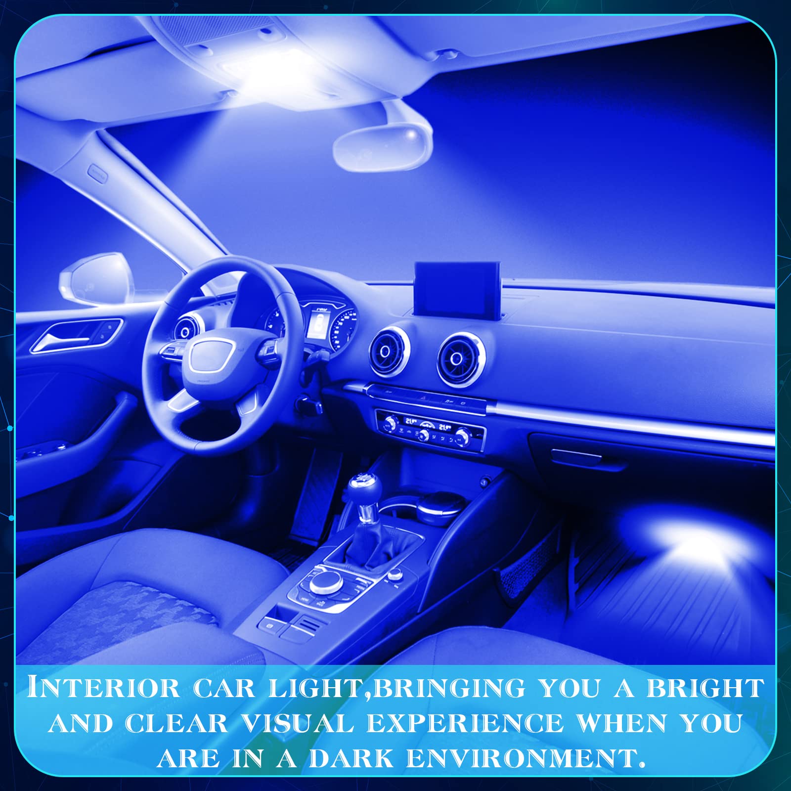 Frienda 70 Pieces Led Car Bulb Kit Interior Light, License Plate Light, Blue