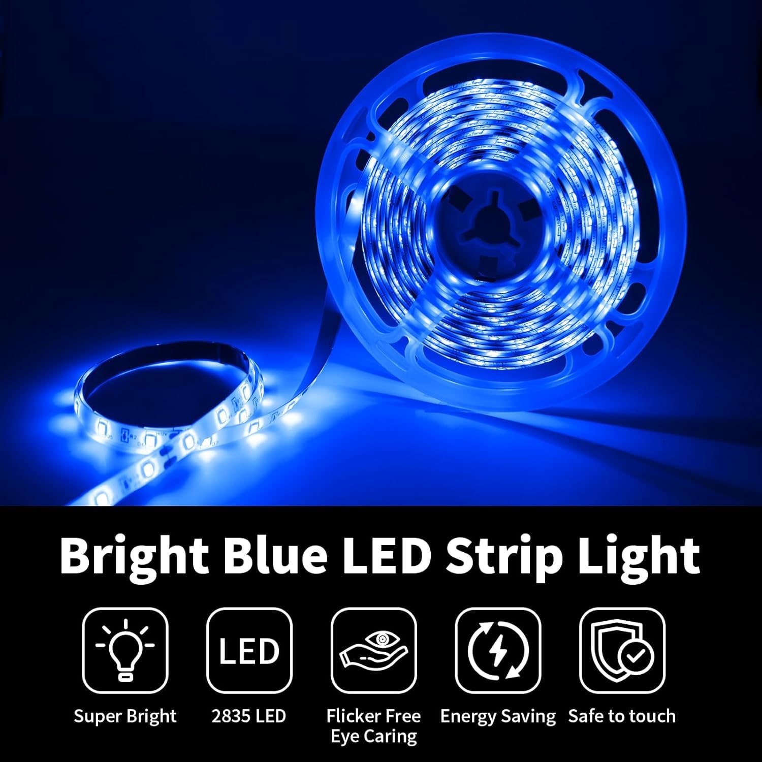 iNextStation Blue LED Strip Light 16.4ft 300 LEDs 12V Flexible Tape Light for Bedroom Kitchen Cabinet Wardrobe TV