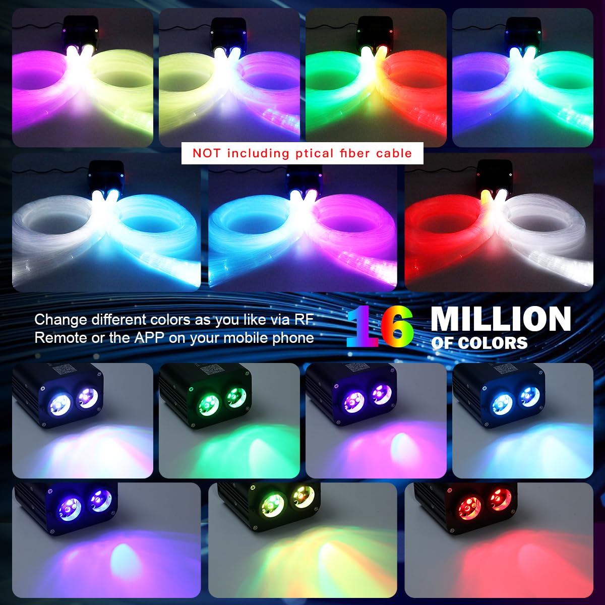 AMKI RGBW Dual Color 20W Twinkle Light Source Engine Driver - Remote/APP Control for Fiber Optic Star Ceiling Light Kit