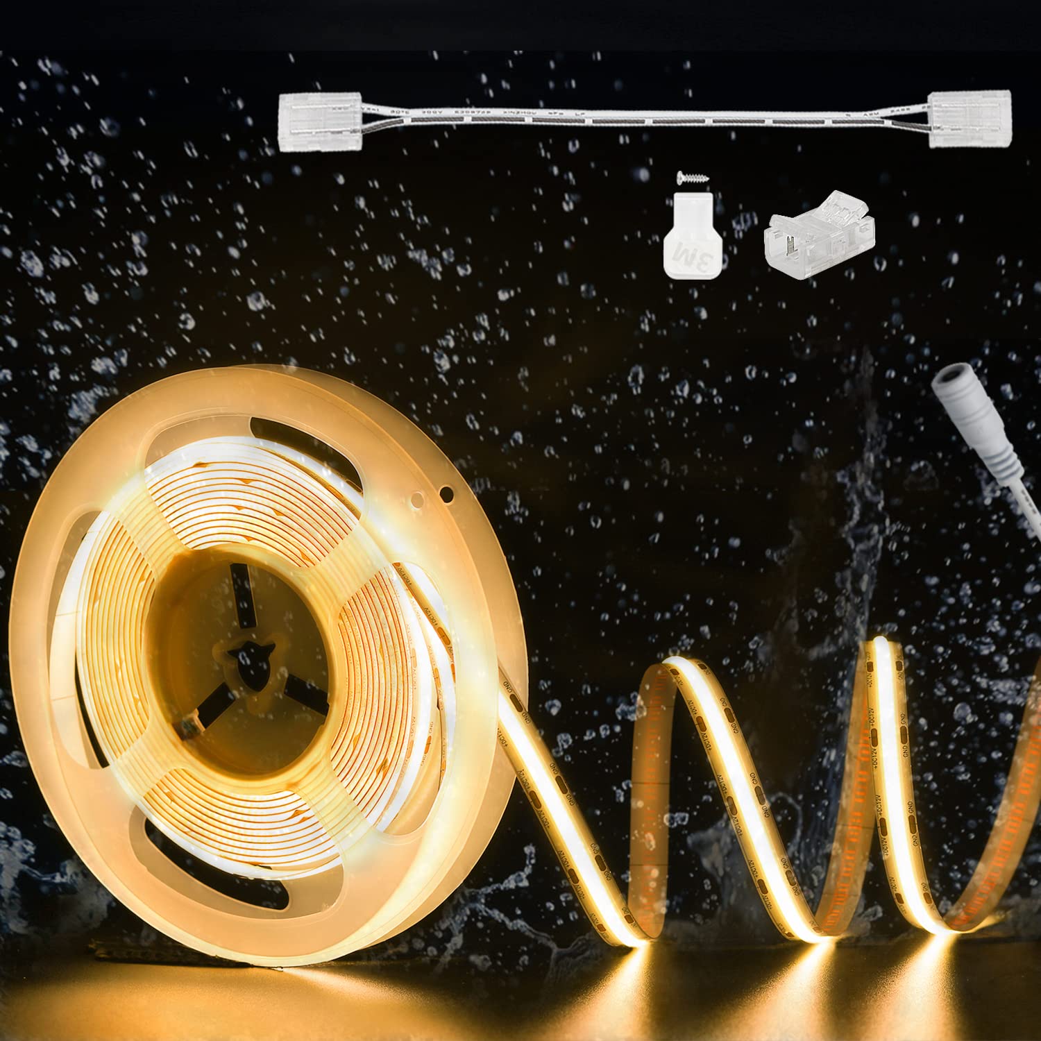 Pautix Cob Led Strip Light Ip65 Waterproof Warm White 2700K,Ul-Listed 20Ft/6.1M Cri 90+ Super Bright 24V Led Tape Light For Cabi