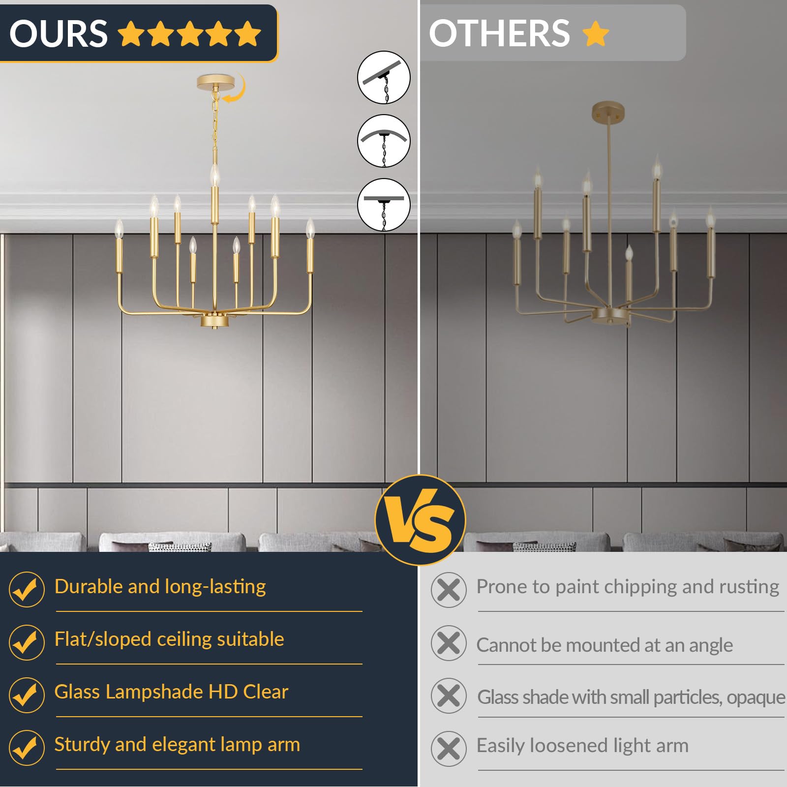 Gifarich Gold Chandeliers For Dining Room Light Fixture Over Table  Modern Farmhouse Chandeliers For Living Room 9-Lights Industrial Metal Candle Lighting Fixtures For Entryway Kitchen Island Foyer