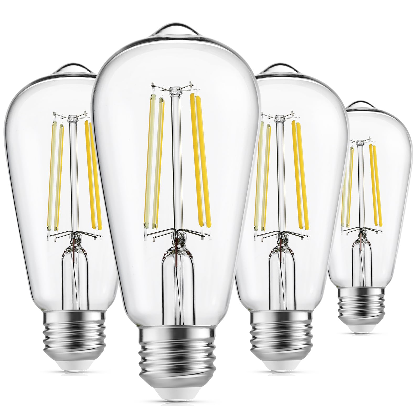 Gozelux Dimmable Vintage LED Light Bulbs, E26 Medium Base, 6W, Cool White 4000K, Pack of 4, ST58 Model