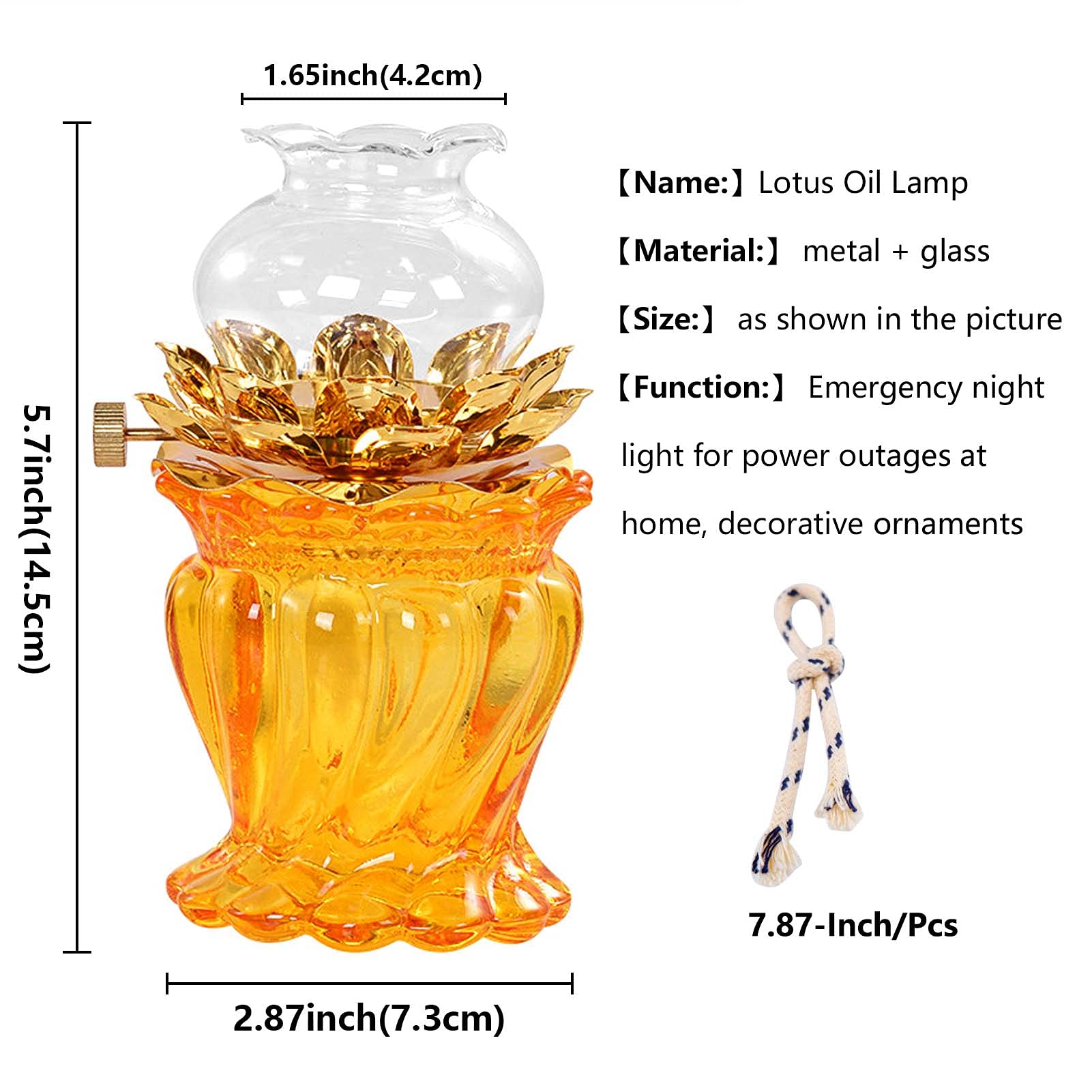 Oil Lamp For Indoor Use,Vintage Glass Kerosene Lamp With Wick,Lotus Flower Lamp For Buddha Front Light ,Altar Supplies,Emergency