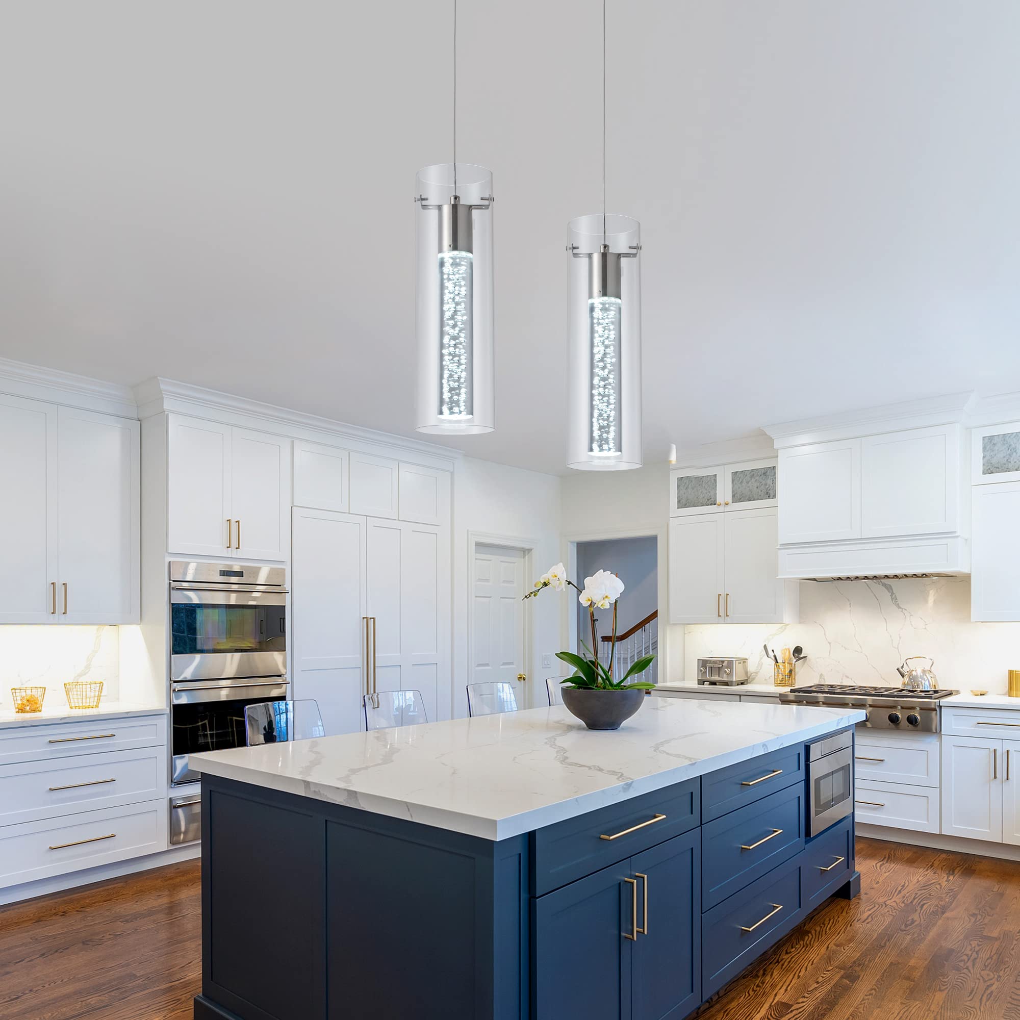 votag Modern Pendant Lighting 3-Pack 24W LED Chandelier Brushed Nickel Model PI-0172A1-24W