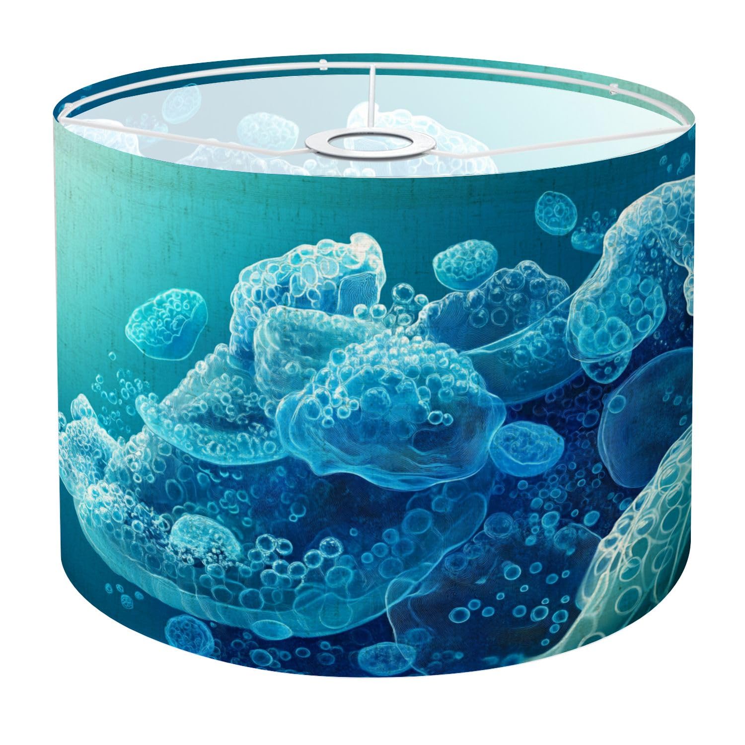 Drum Lamp Shade Dark Teal Jellyfish Theme Cellular Structures inspired Forms Fluid Lampshade 8.9x11x11 for Table Lamps Floor Lam