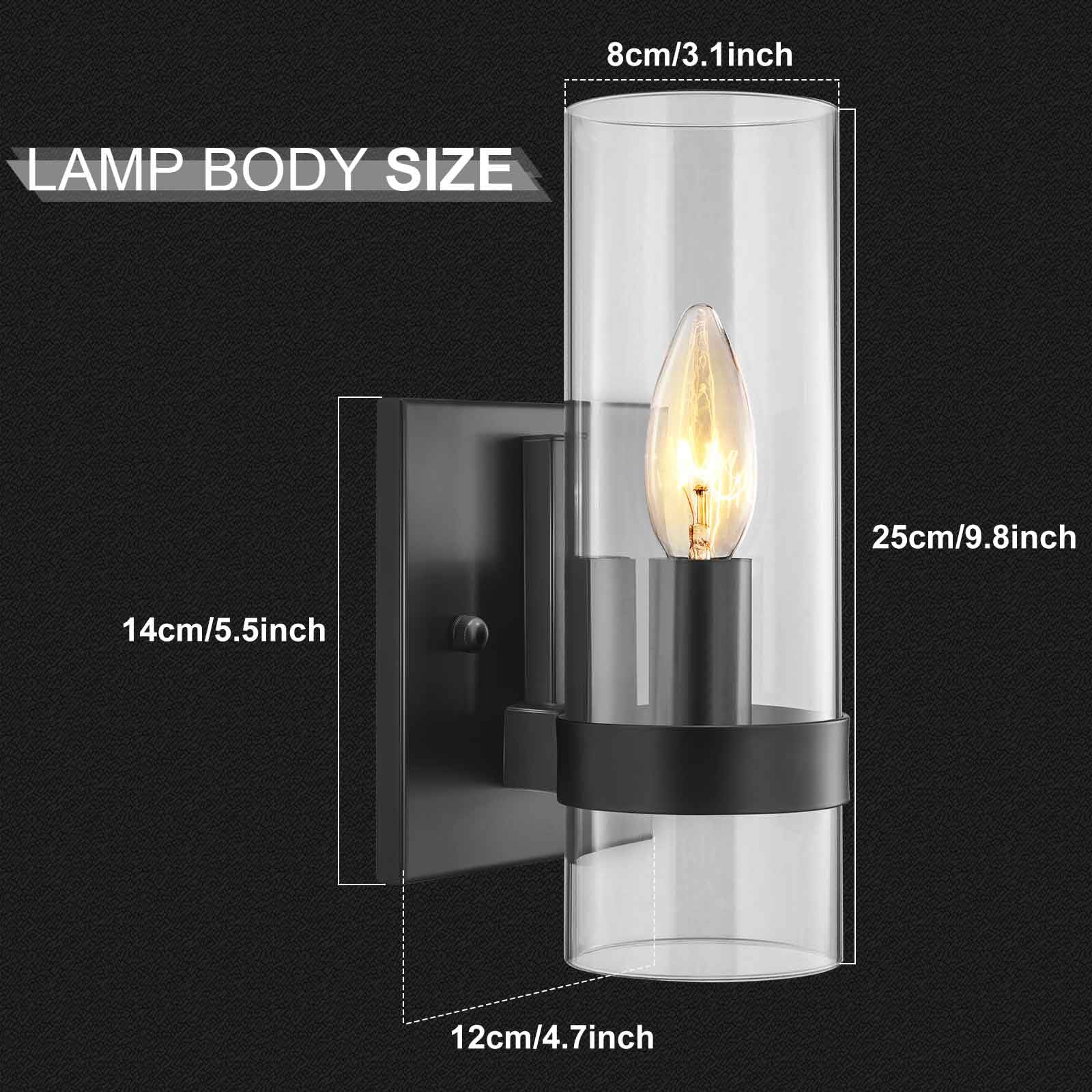 EE Eleven Master Wall Light Sconce 1-Light, Black Iron Base, Clear Glass Shade, Model c9b852f7-5d34-4e1c-acad-14ab11