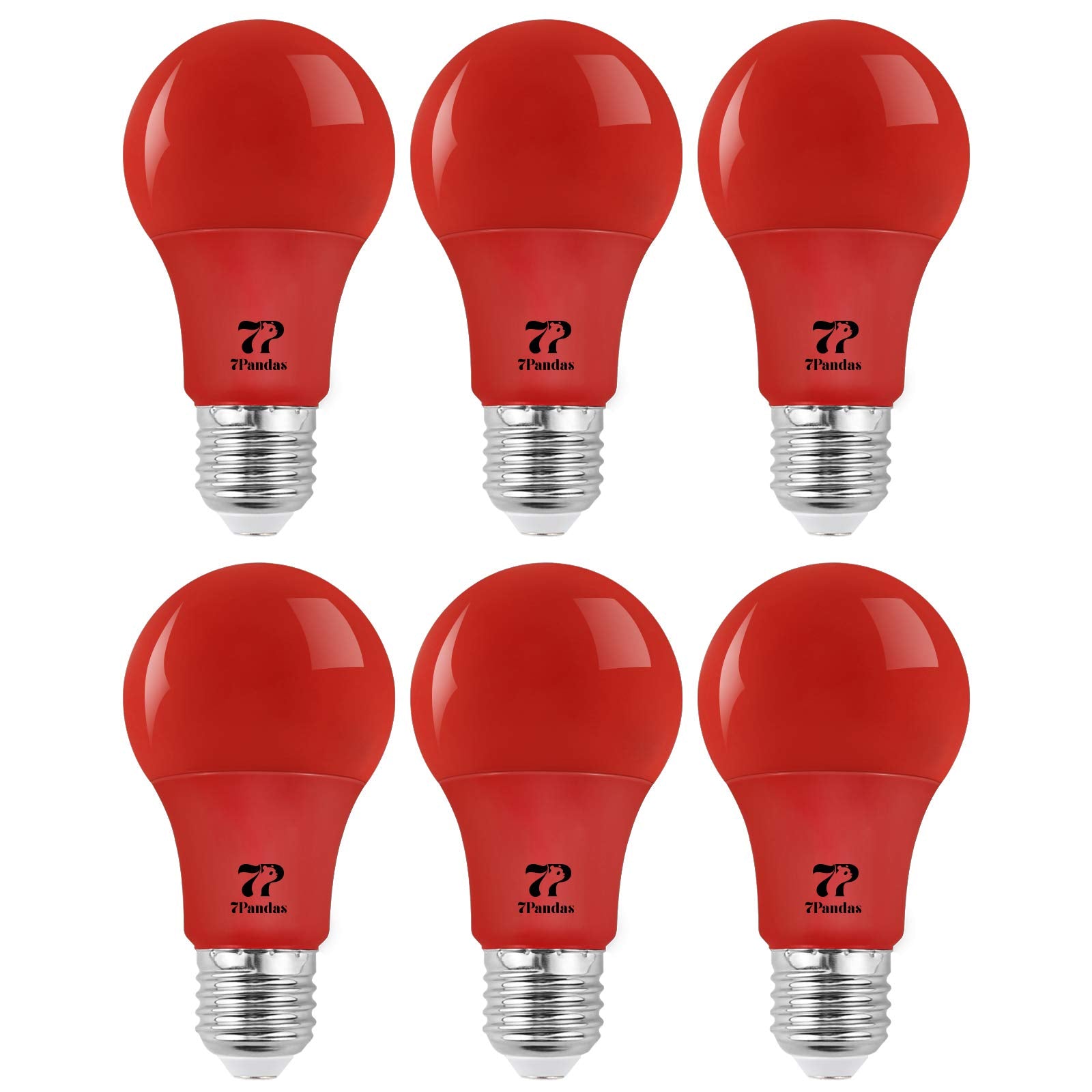 7Pandas Red Light Bulbs 5W (40 Watt Equivalent), 120V E26 Base A19 Red Led Lights For Christmas, Halloween, Wedding, Party, Bar,