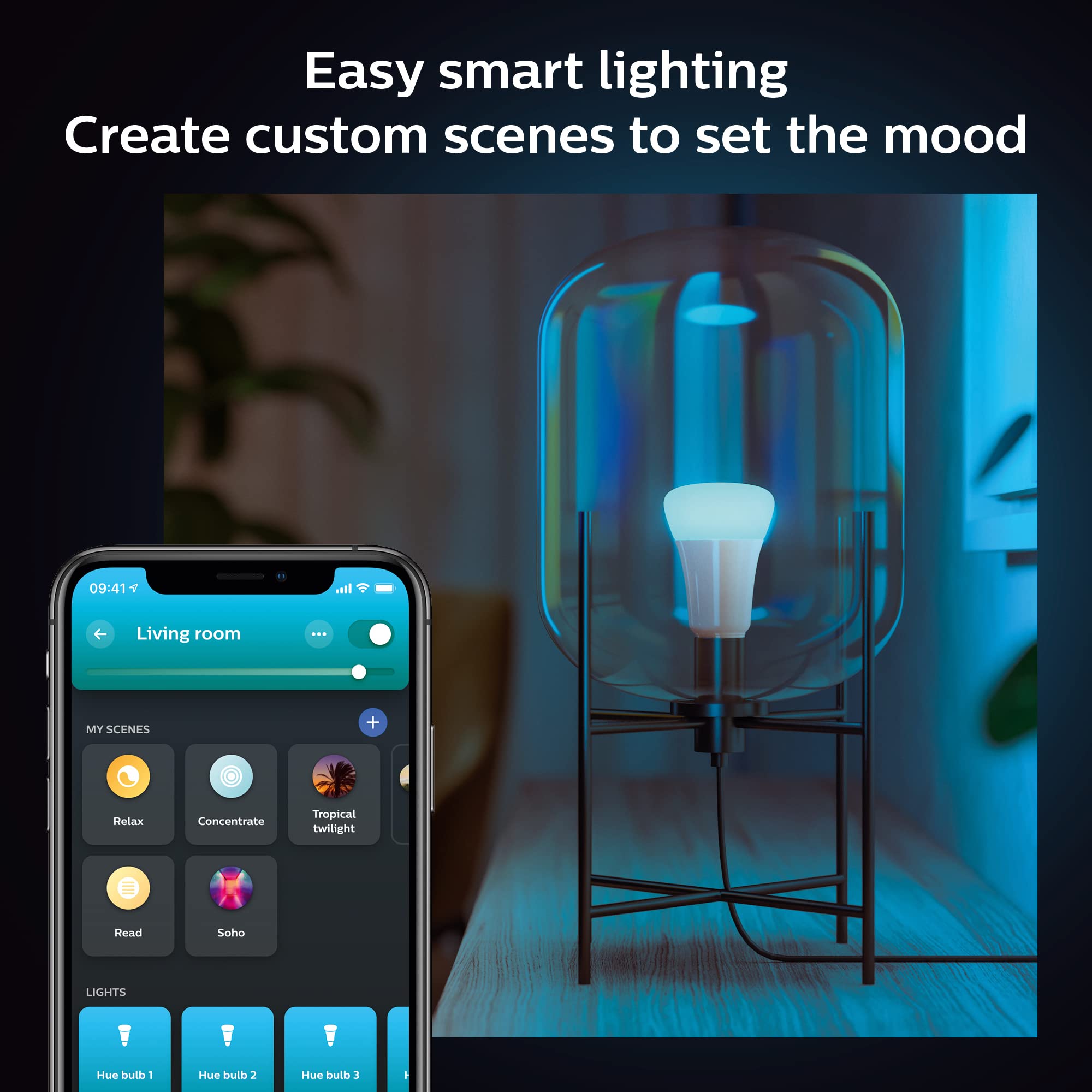Philips Hue Smart 60W A19 Led Bulb - White And Color Ambiance Color-Changing Light - 2 Pack - 800Lm - E26 - Indoor - Control Wit