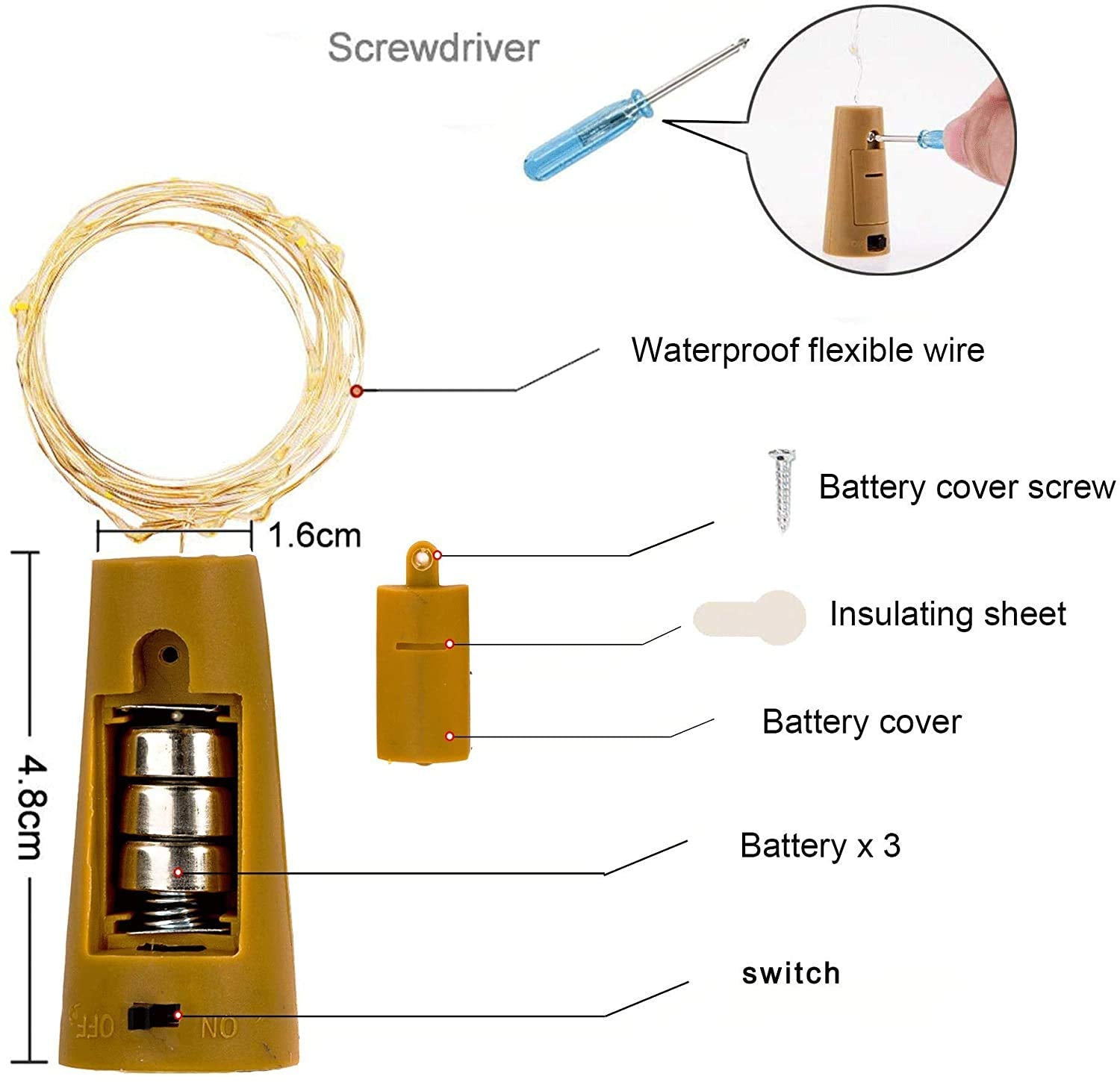YJFWAL 12 Pack Solar Wine Bottle Lights, Cool White 20 LED Mini Copper String Lights for Outdoor Wedding & Christmas Decor