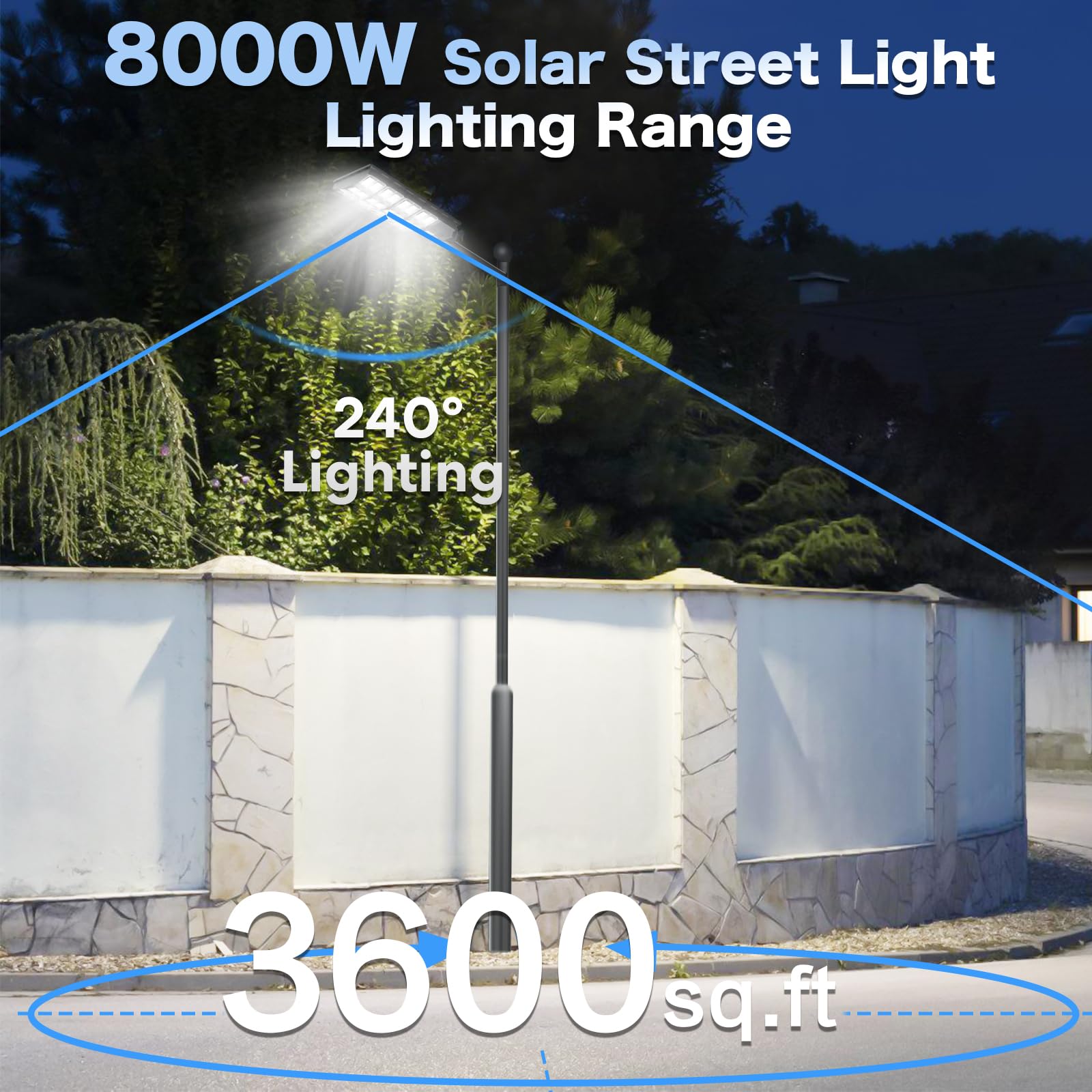 Voojoy 8000W Solar Street Light, 2 Pack Dusk To Dawn Flood Lights With Motion Sensor & Remote