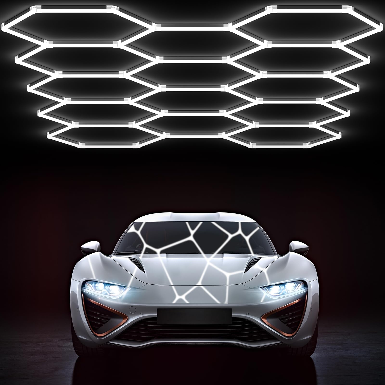 HYPERLITE Gen 2 Hexagon LED Lights: 399W 39900LM 14 Grids DIY Hexagon Led Lights, 6500K Ultra Bright, Easy Install, Durable Desi
