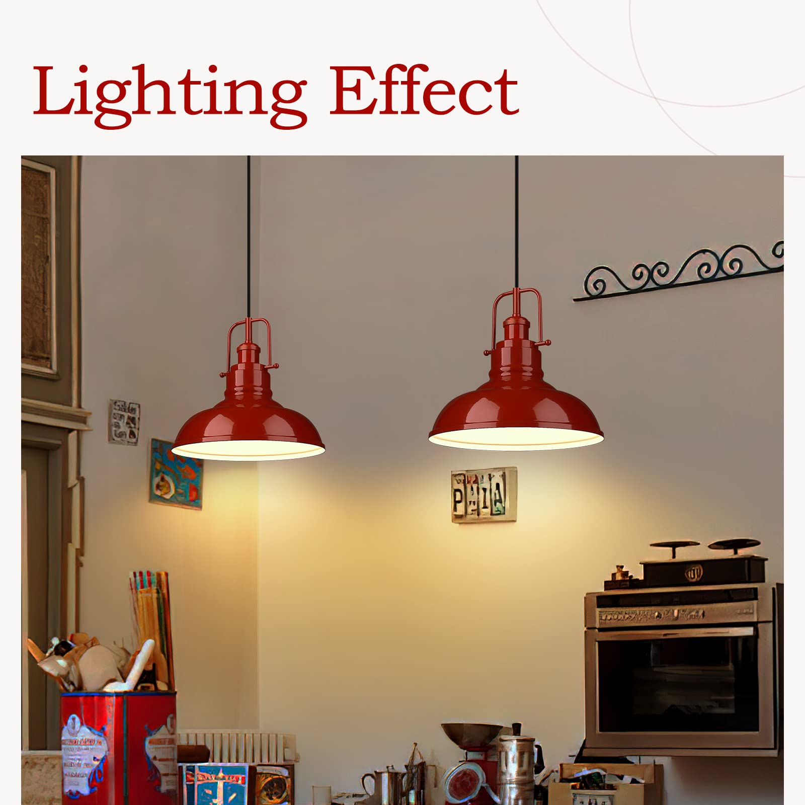 zeyu Modern Dome Pendant Light, 1-Light Metal Fixture, Medium Size, Red Finish, Model 016-1 RED