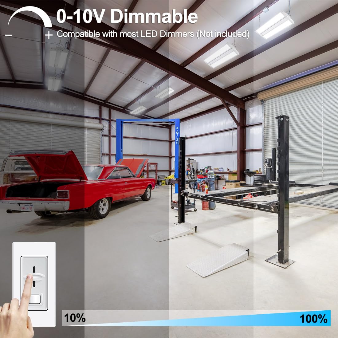 Xbuyee High Bay Led Shop Light 2-Pack 1.35Ft 150W 21000Lm 5000K Daylight 100-277V, Commercial Led Linear High Bay Lights For Warehouse Workshop Supermarket Stadium, Etl