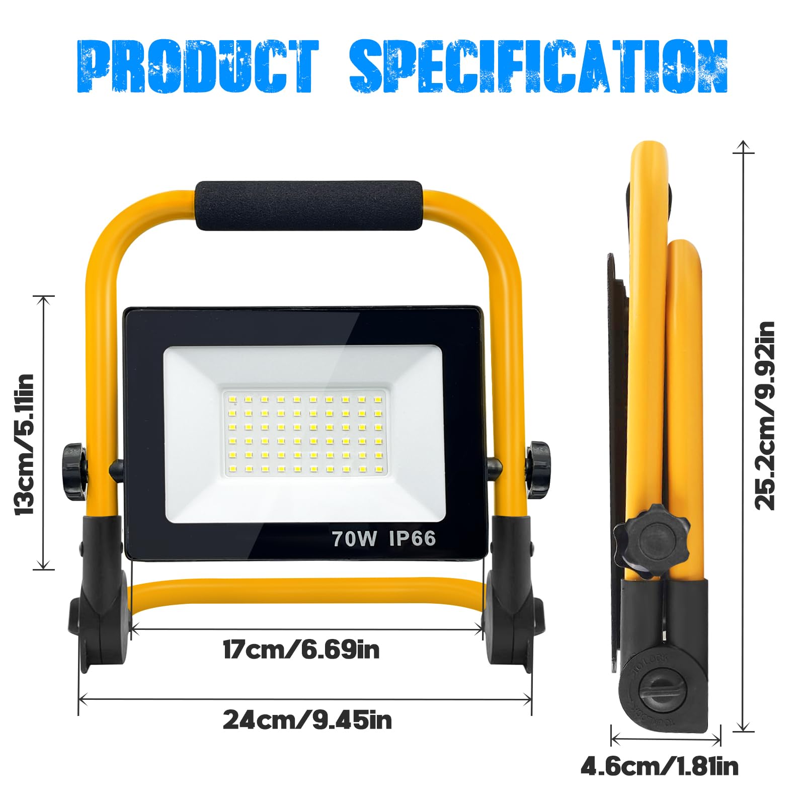 7000Lm Led Work Light 5Ft Cord With Plug,With Individual Switch.Portable,Ip66 Waterproof With A Stand.For Camping,Garage, Car Re
