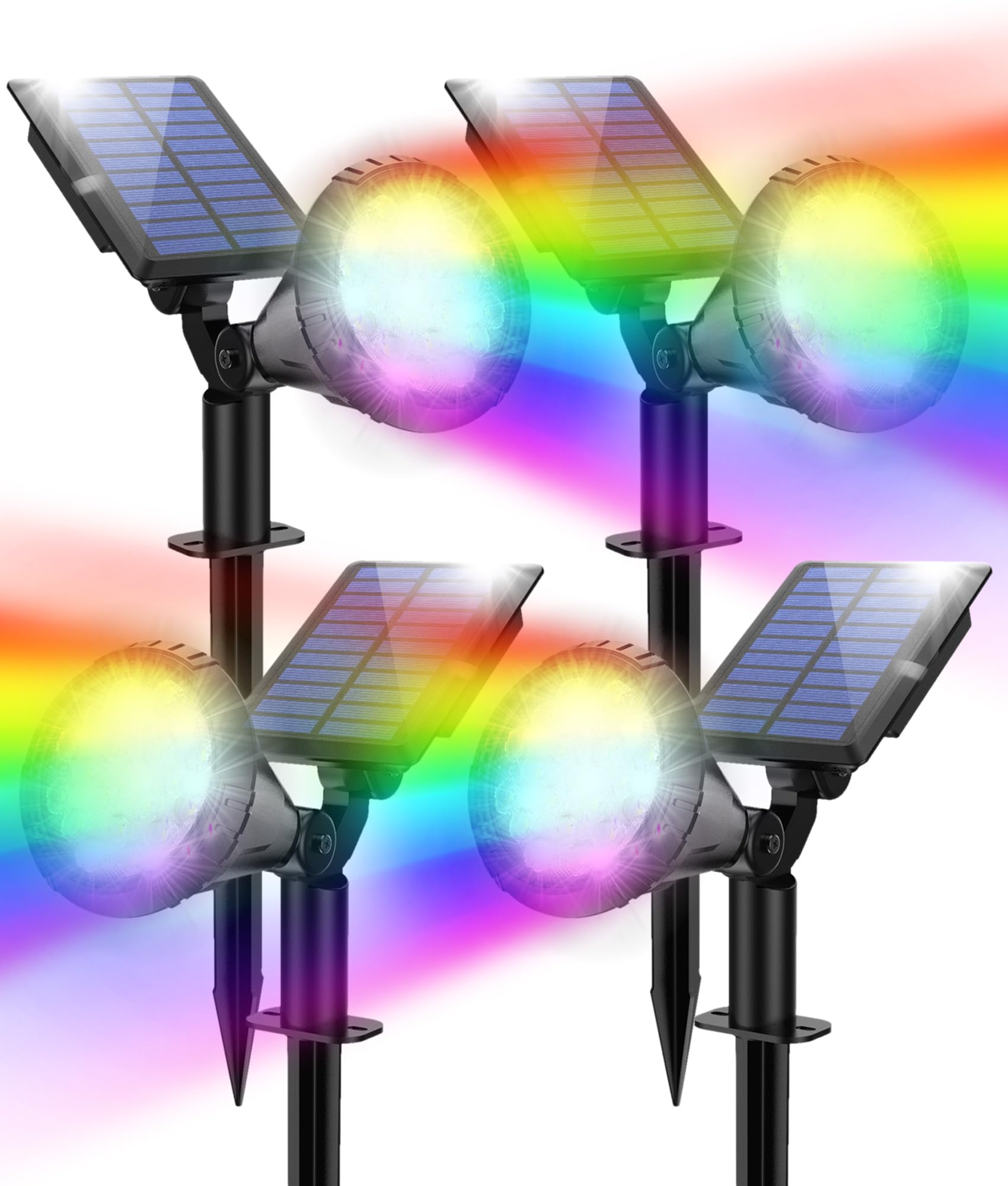 NBKLS Solar Spot Lights, 21 LED Waterproof Outdoor Lighting, 4 Pack, Color, Model COLORTY002YDD