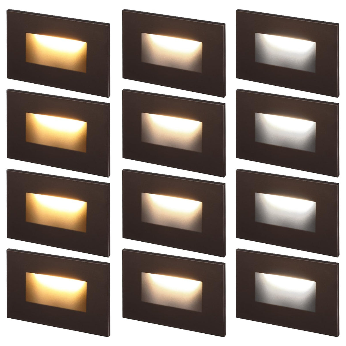 Led Step Lights Blue LEONLITE 12-Pack LED Step Lights, 3CCT Dimmable 3.5W, 4.72