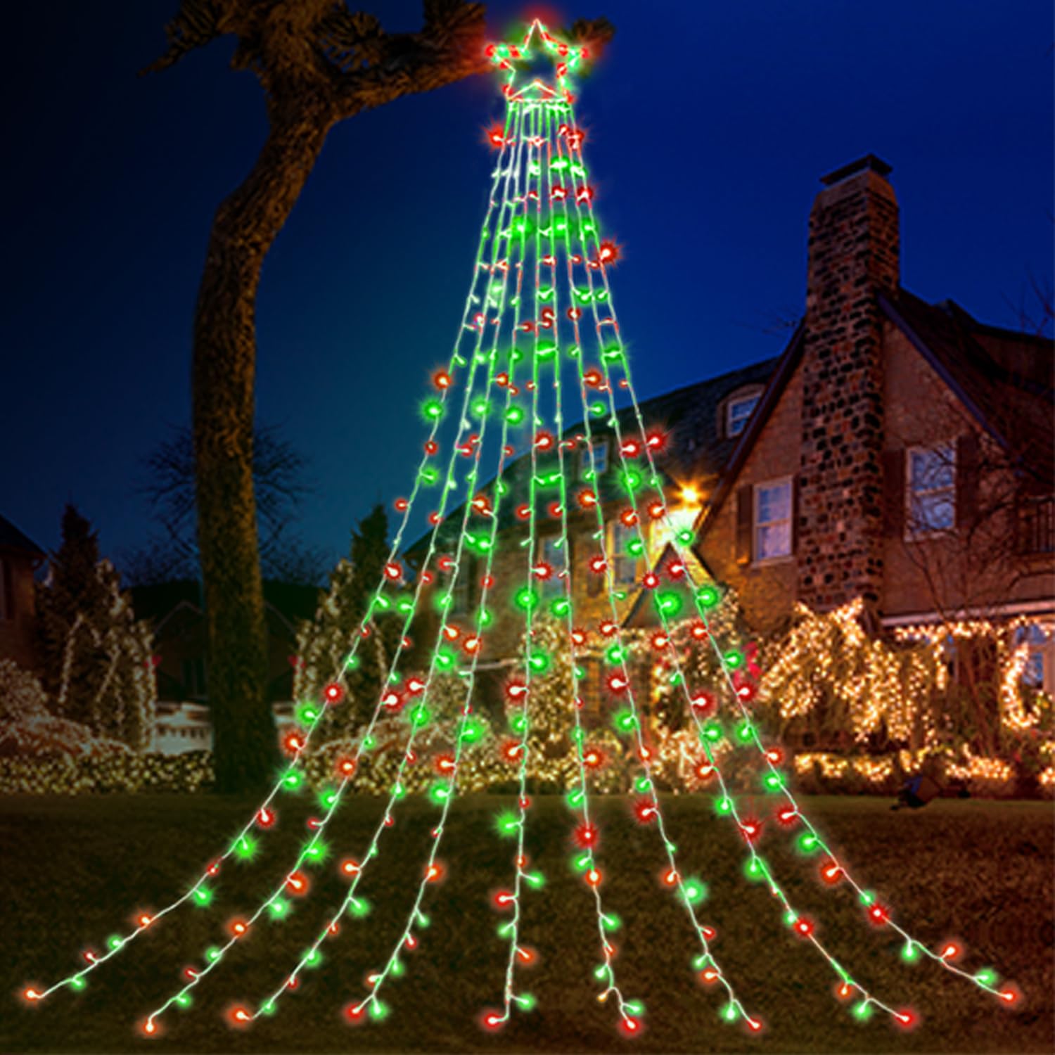 (New) Outdoor Christmas Decorations, 320 LED Hanging Twinkle Fairy String Lights Outside Tree Decoration Lights for Christmas, Y