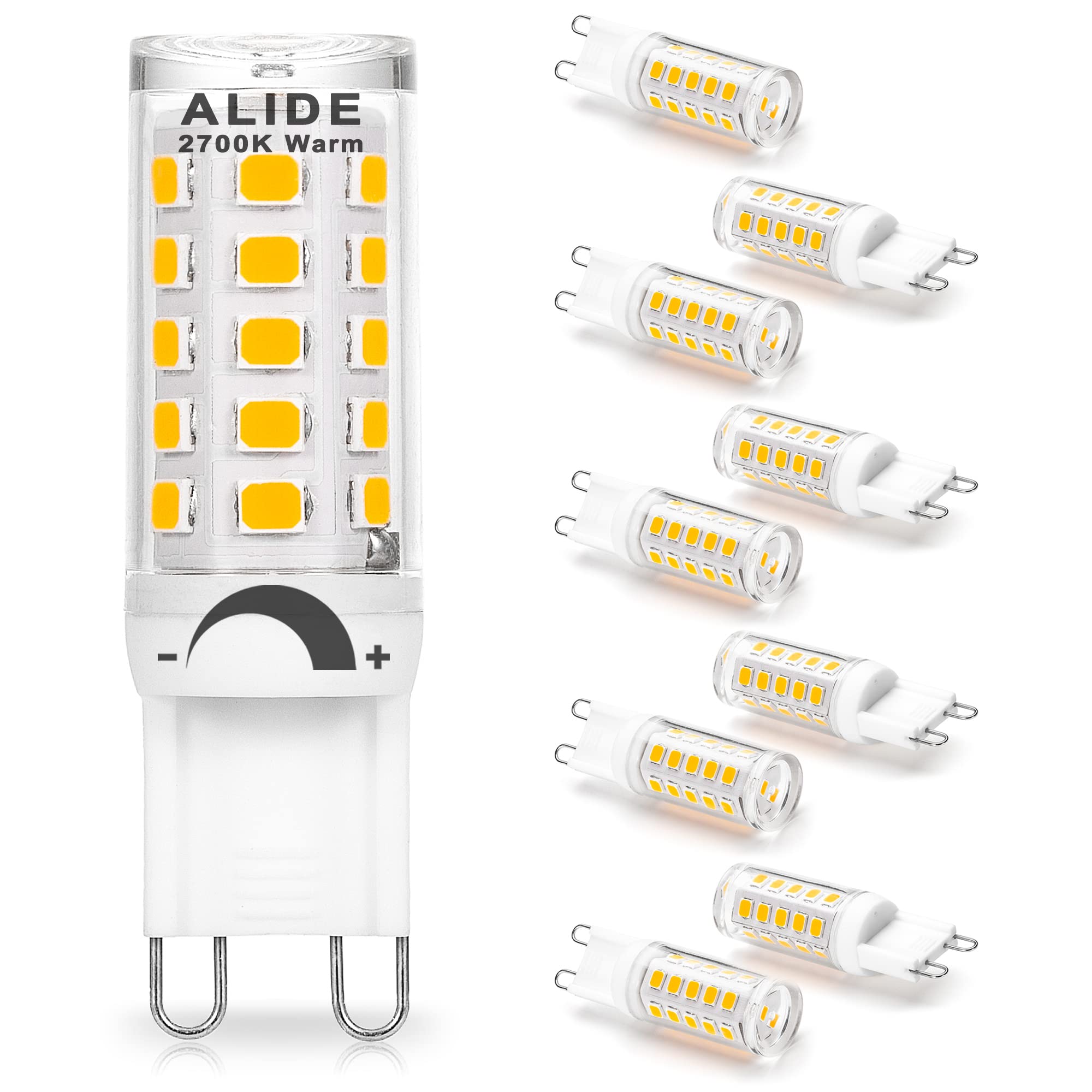 Alide G9 Led Bulbs Dimmable 3W Replace 20W 25W 30W Halogen Equivalent,2700K Soft Warm White, Ac120V G9 Clear T4 Bi-Pin Led Bulbs