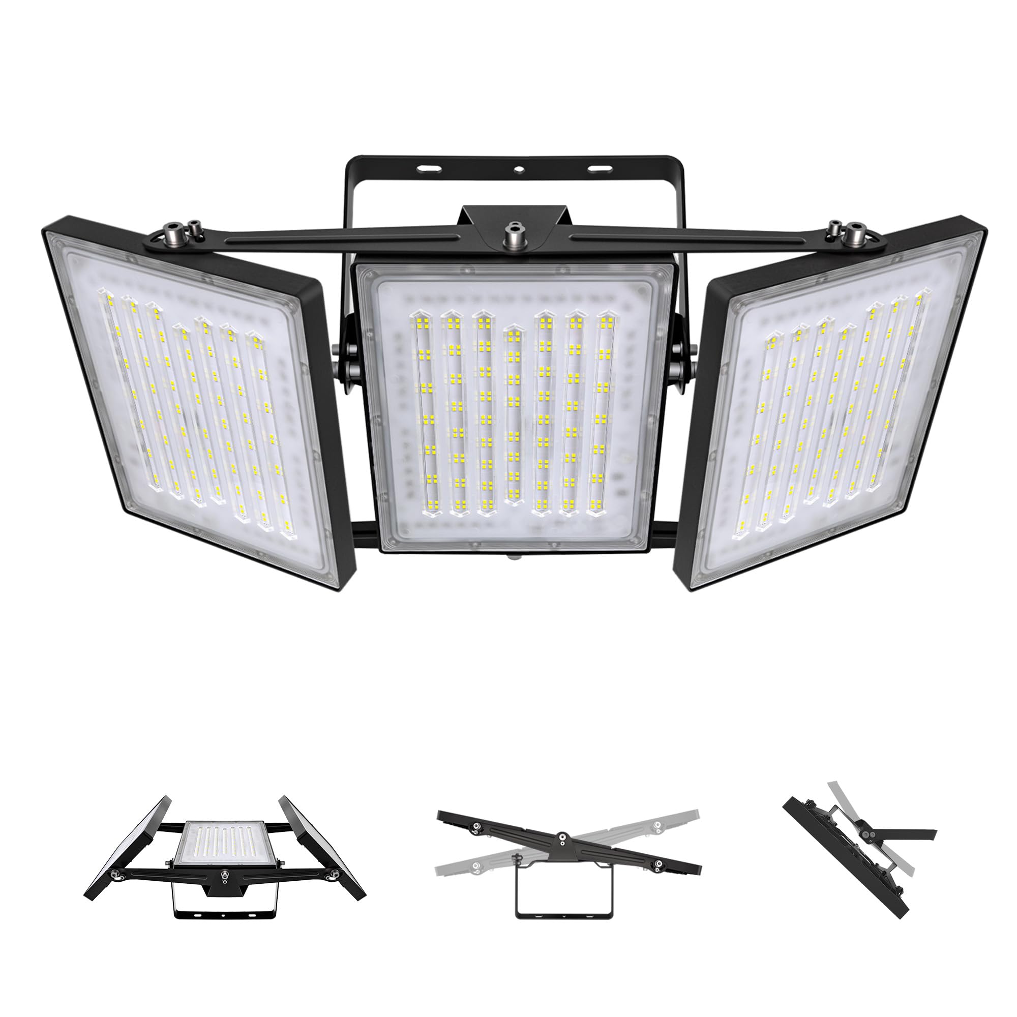 STASUN LED Flood Light Outdoor 600W 60000lm IP66 Waterproof 3 Heads Model FT5BLK 6000K Daylight White
