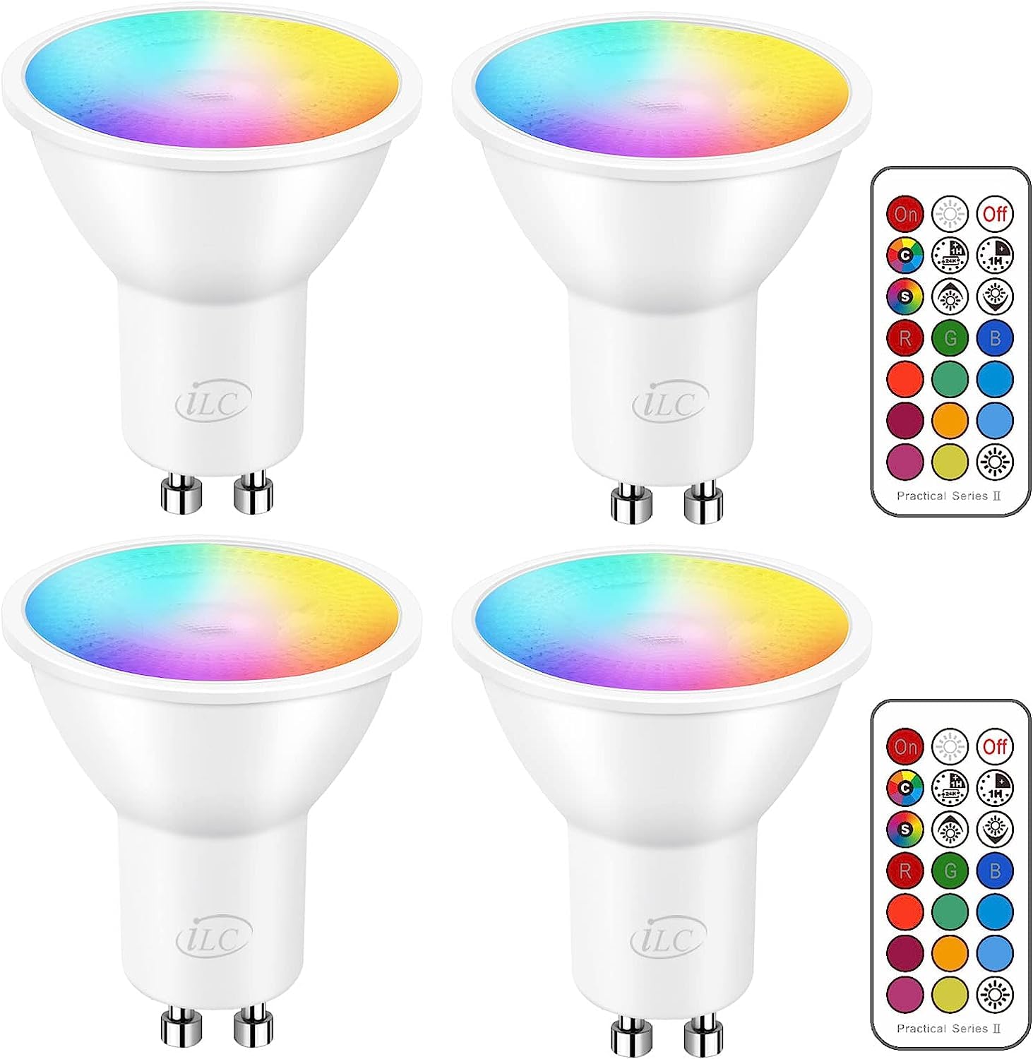 Ilc Gu10 Led Light Bulb, 40 Watt Equivalent Color Changing 12 Colors 5W Dimmable Daylight White 5000K Rgb Led Light Bulbs With R