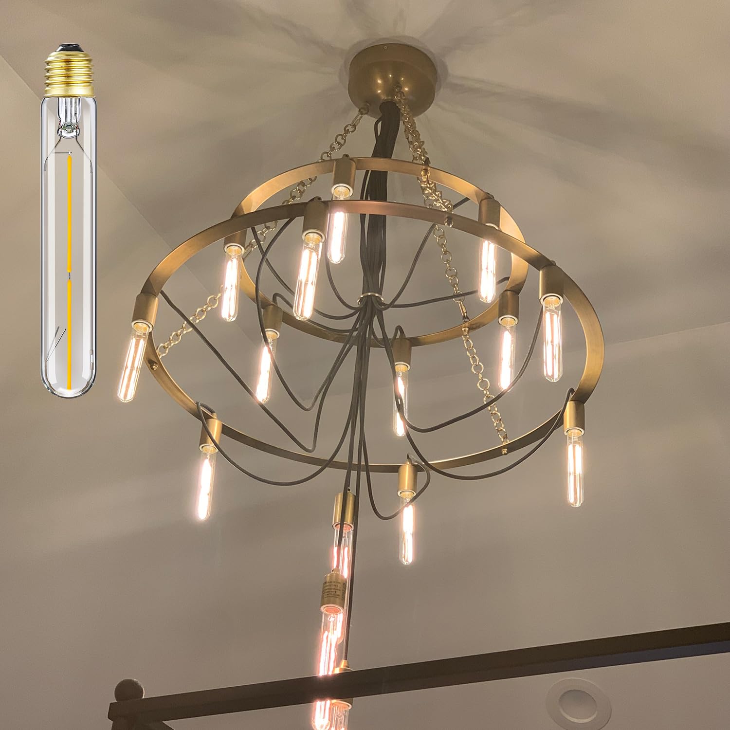Lvye E26 Tubular Led Bulbs 4W, 3000K Soft White,Dimmable Edison Style Filament Light Bulb, T10 Vintage Bulb 40 Watt Equivalent,