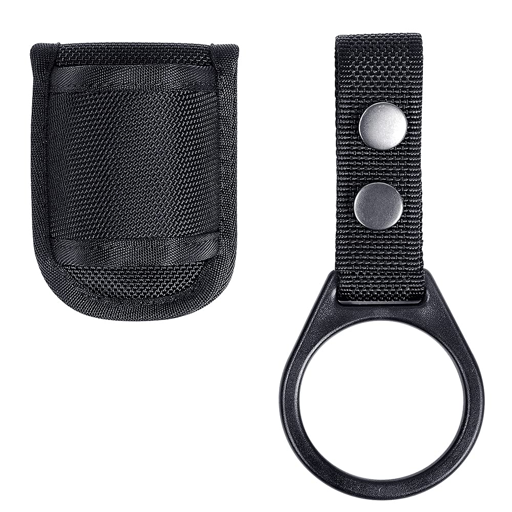 Taftacfr Compact Flashlight Holder(Open Top)+ Flashlight Ring Strap Holder Hold Mag Lite And Other D/C Cell Flashlights(Nylon Ou