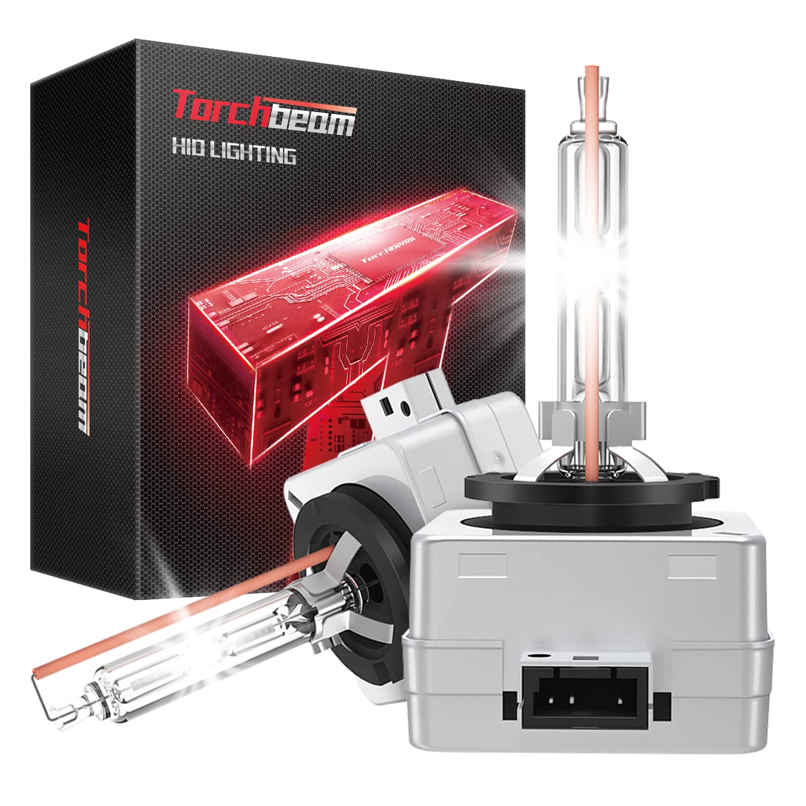Torchbeam D3S HID Headlight Bulbs, 6000K Diamond White, Aluminum, Pack of 2, for 12V Car, High/Low Beam