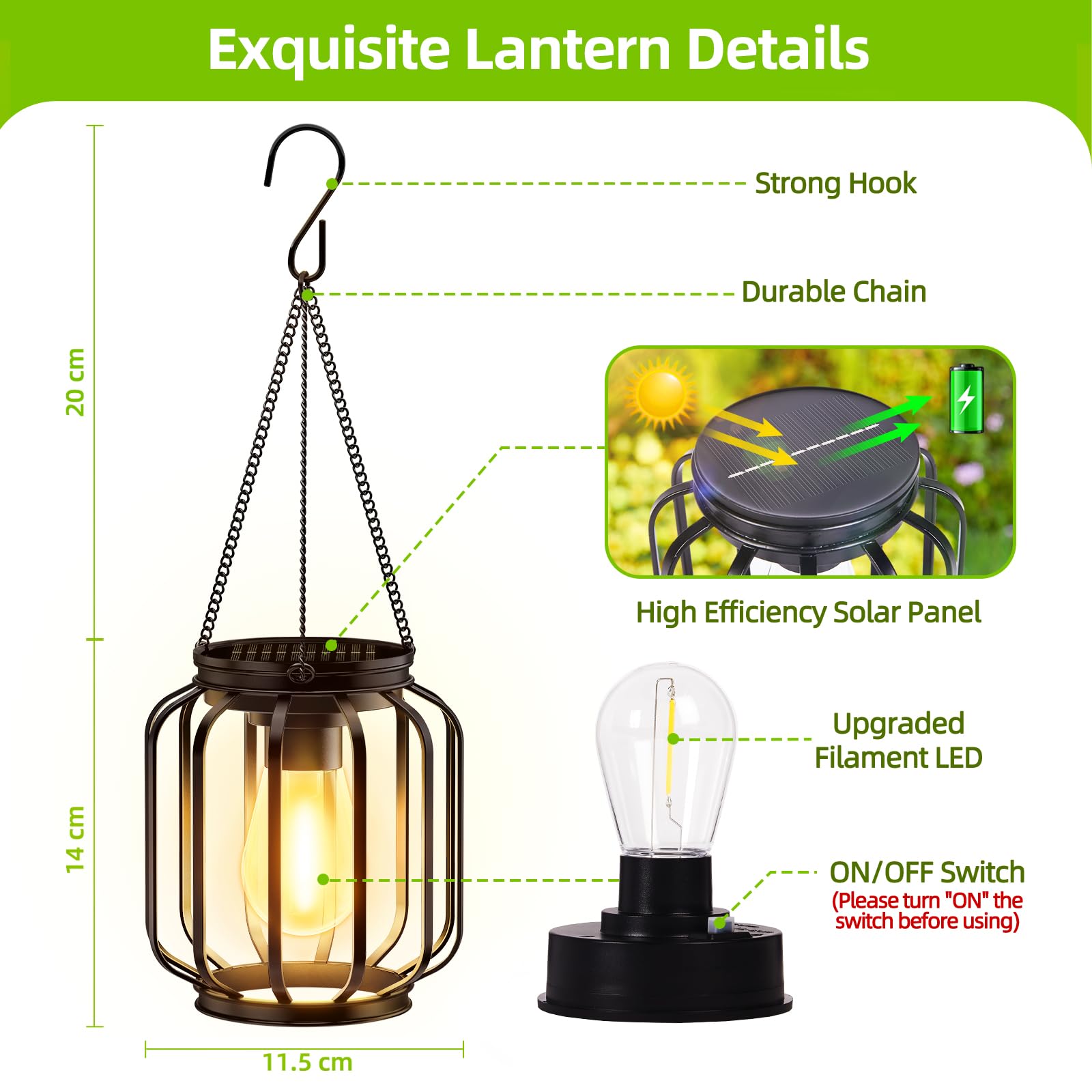 Solar Hanging Lanterns Outdoor Waterproof: 4 Pack Metal Solar-Powered Lights With Hook  Bright Warm Lantern Decor For Outside  Classic Outdoor Lighting For Yard Garden Patio Porch Balcony Decorations
