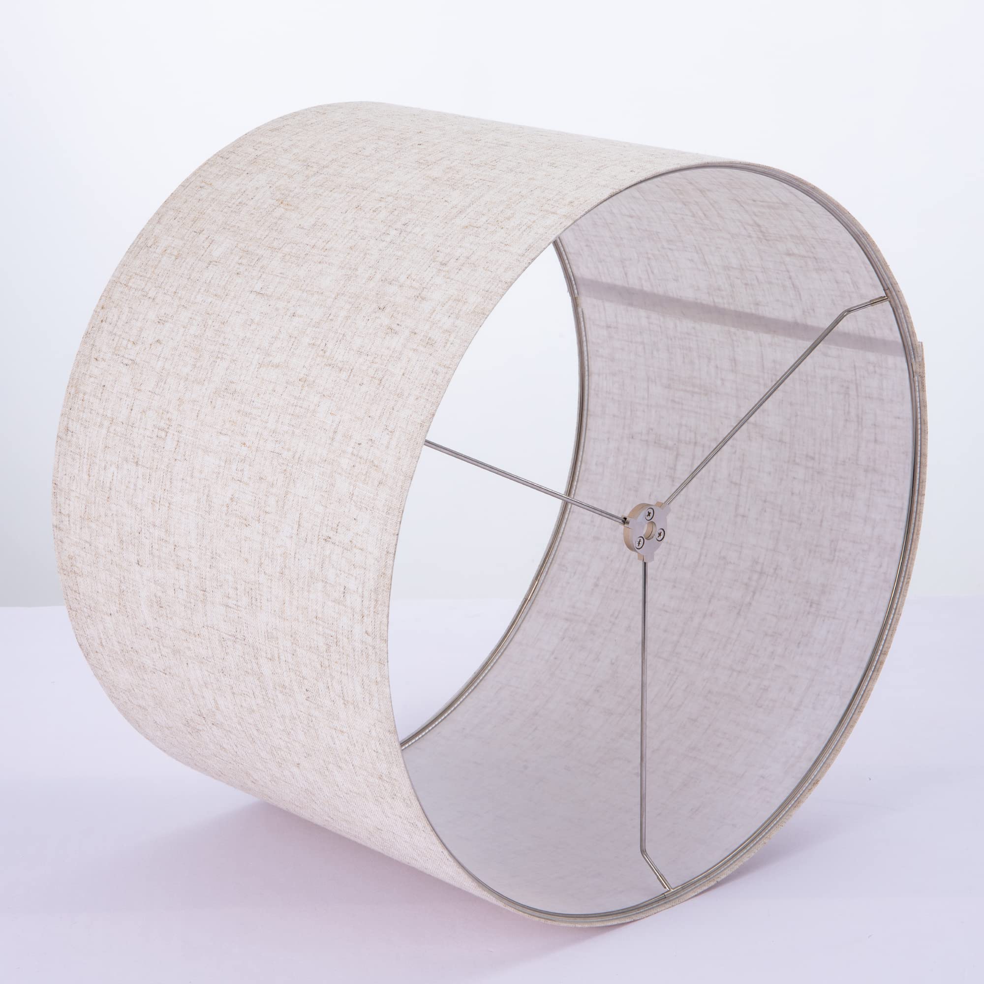 Wellmet Fabric Drum Lampshade, 18X18X12, Linen, Model Ds-Tls006, Classic Modern Style, Spider Fitter For Table & Floor Lamps