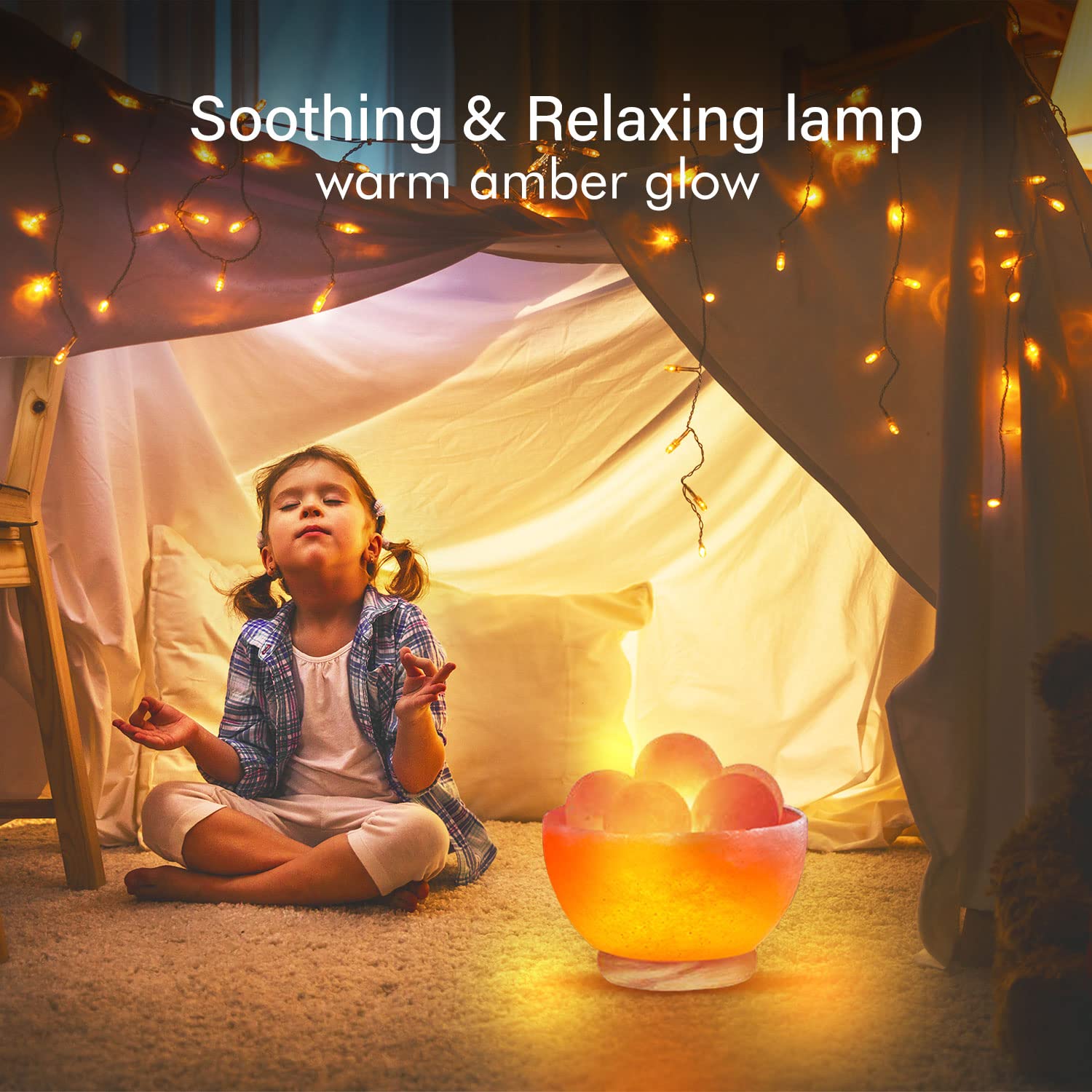 WBM SMART Himalayan Glow 1328 Crystal Salt Lamp with Massage Ball - Orange