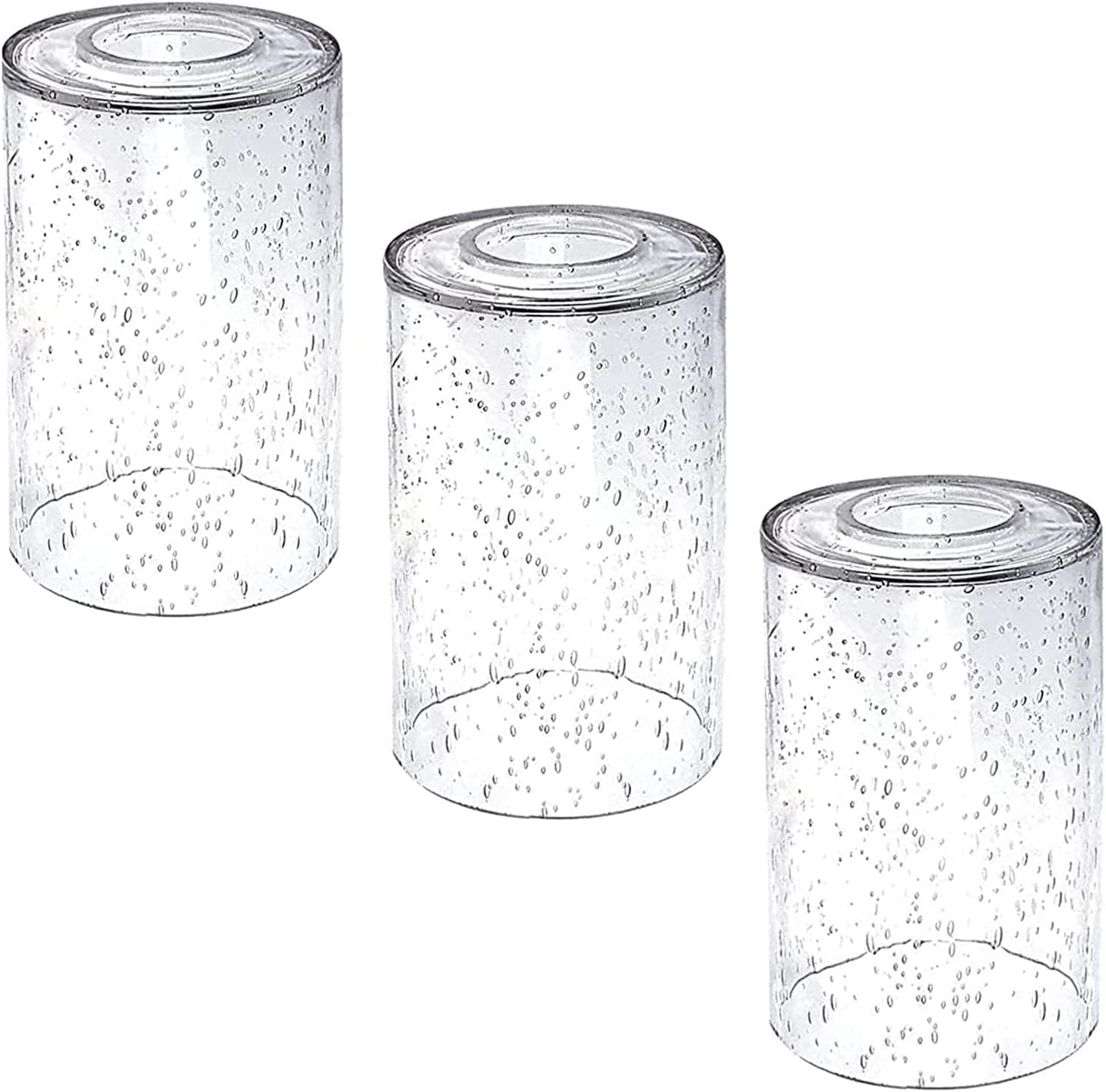 Eietonte 3 Pack Clear Seeded Glass Lamp Shades, 5.9In Height, 3.9In Diameter, 1.7In Fitter, Cylinder Bubble Glass Shade Covers, Seeded Glass Replacement For Pendant Light Chandelier Wall Sconce