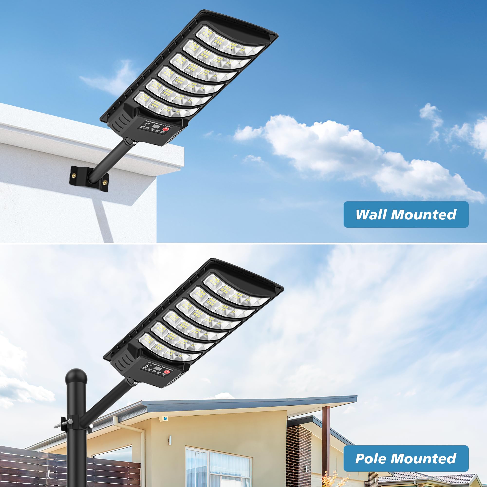 OKPRO Solar Street Lights Outdoor - Waterproof Dusk to Dawn with Motion Sensor, Remote Control, 4-Pack, Black, Model NZ180