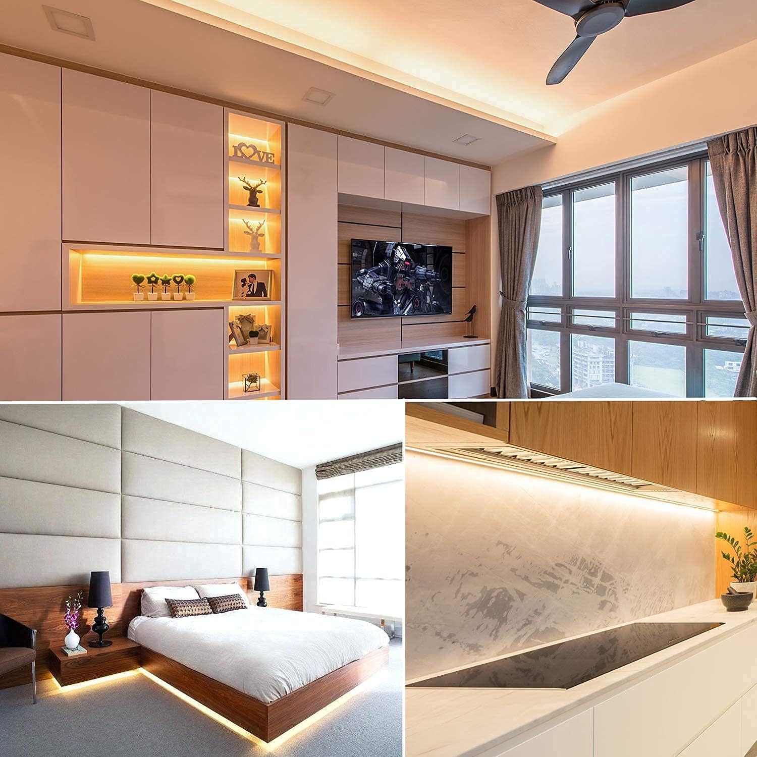 SURNIE LED Rope Lights Outdoor Warm White, Waterproof 25FT Cuttable 3000K Soft Lighting Indoor 110V Flexible Clear Tube for Bedr