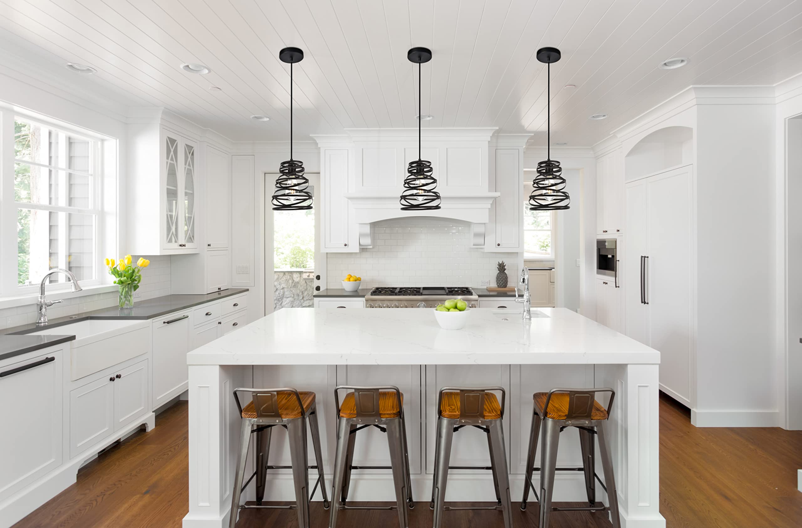 Elegant Lighting Living District Sybil Collection Pendant D7.5 H9.2 Lt:1 Matte Black Finish