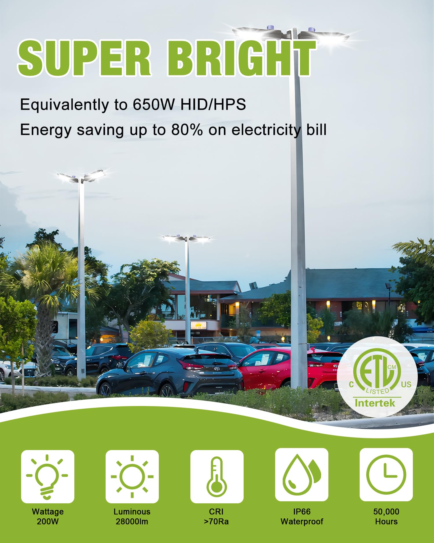 Yxl Led Parking Lot Light, 200W Led Shoebox Light With Dusk To Dawn Photocell,28000Lm 5000K Daylight Arm Mount, Ip65 Waterproof,