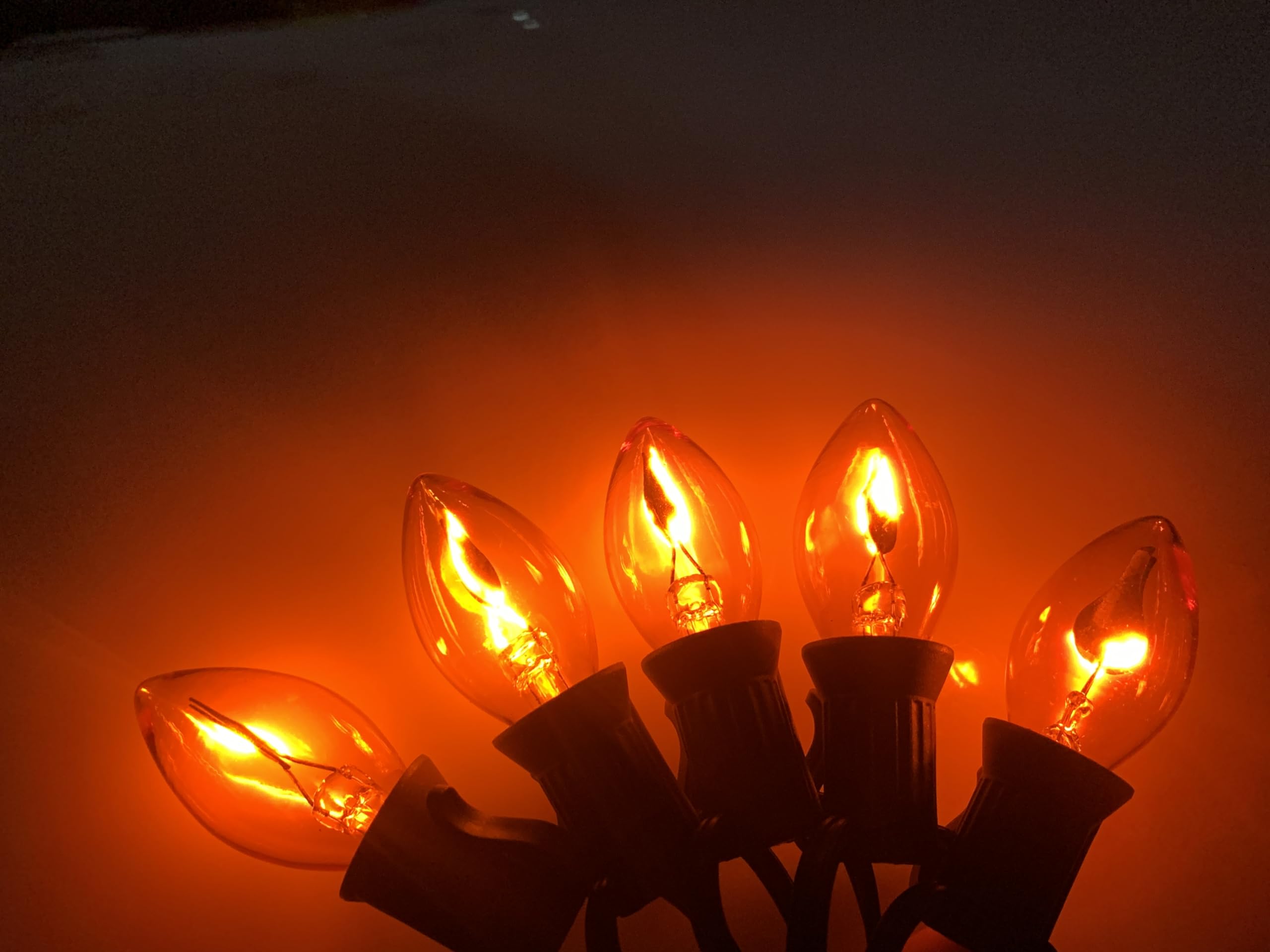Bokoiuu C7/E12 Base Christmas Flicker Flame Bulbs, 25 Pack C7 Clear Flame Replacement Bulbs, C7 Christmas Light Bulbs For Home P