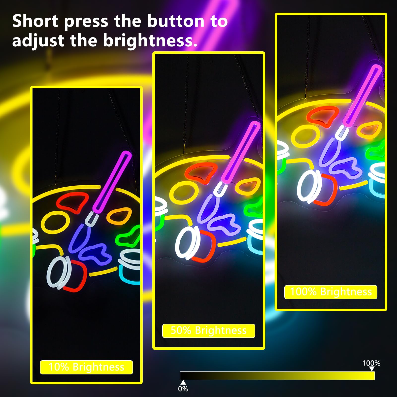 Saly Ror Paint Palette Neon Sign Led Light for Wall Decor, Neon Lights for Business Sign Studio, Neon Led Light for Graduation G