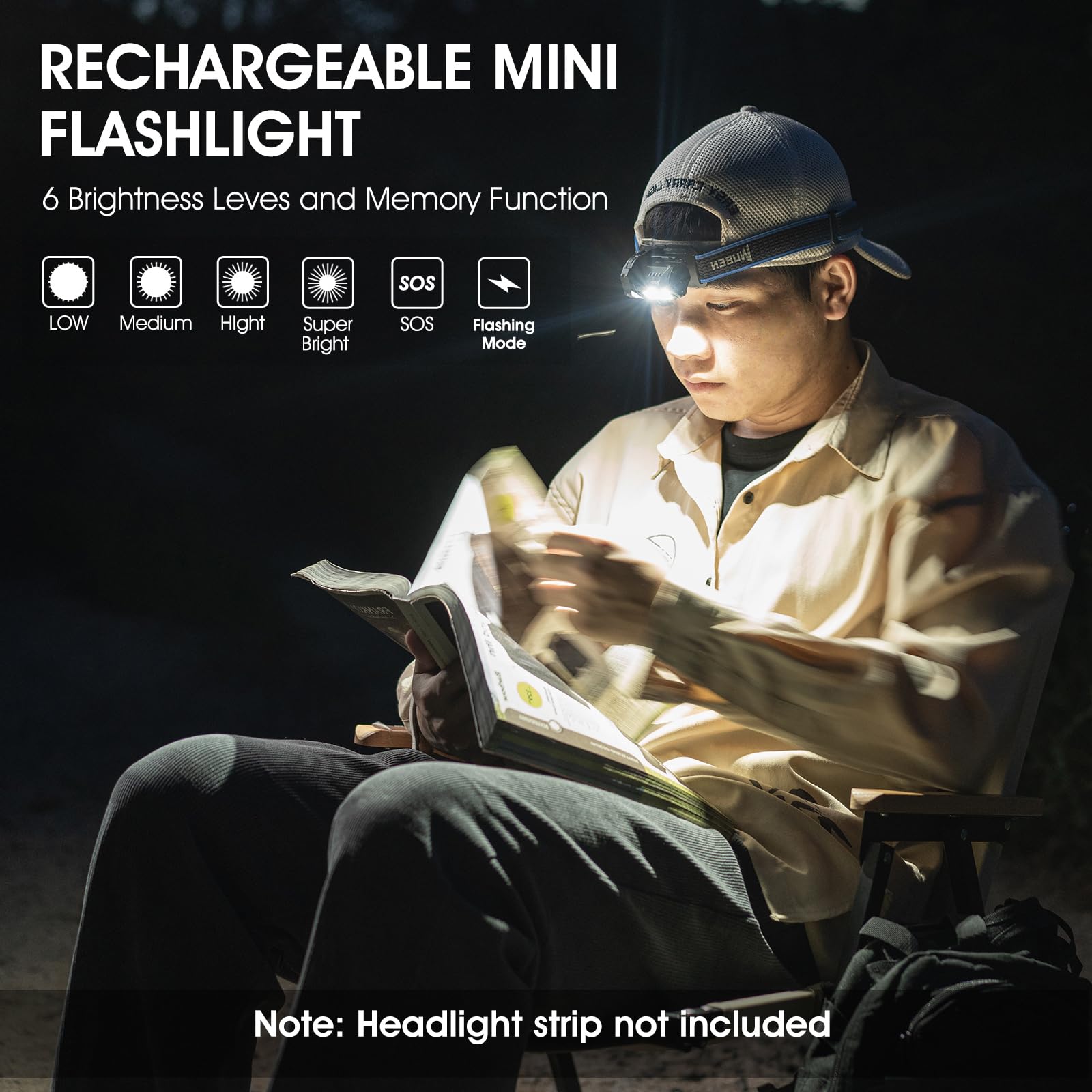 WUBEN E7 Mini Flashlight - 1800 Lumen, Typ-C Rechargeable, IP68, Khaki, Super Bright, 6 Modes, Compact EDC Flashlight for Camping &