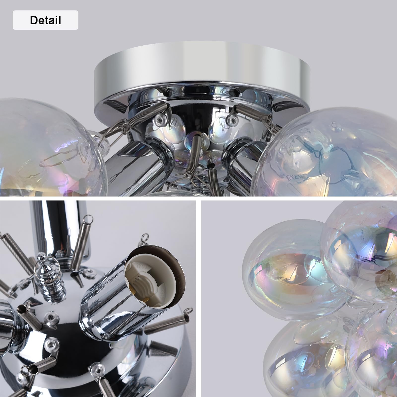 Goyeel Glass Bubble Chandelier Lighting Colorful Bedroom Ceiling Light Chandelier Modern Mid Century Light Fixtures Ceiling Mount Flush Mounts With 13 Globe For Kid Room Girls Room Foyer Living Room