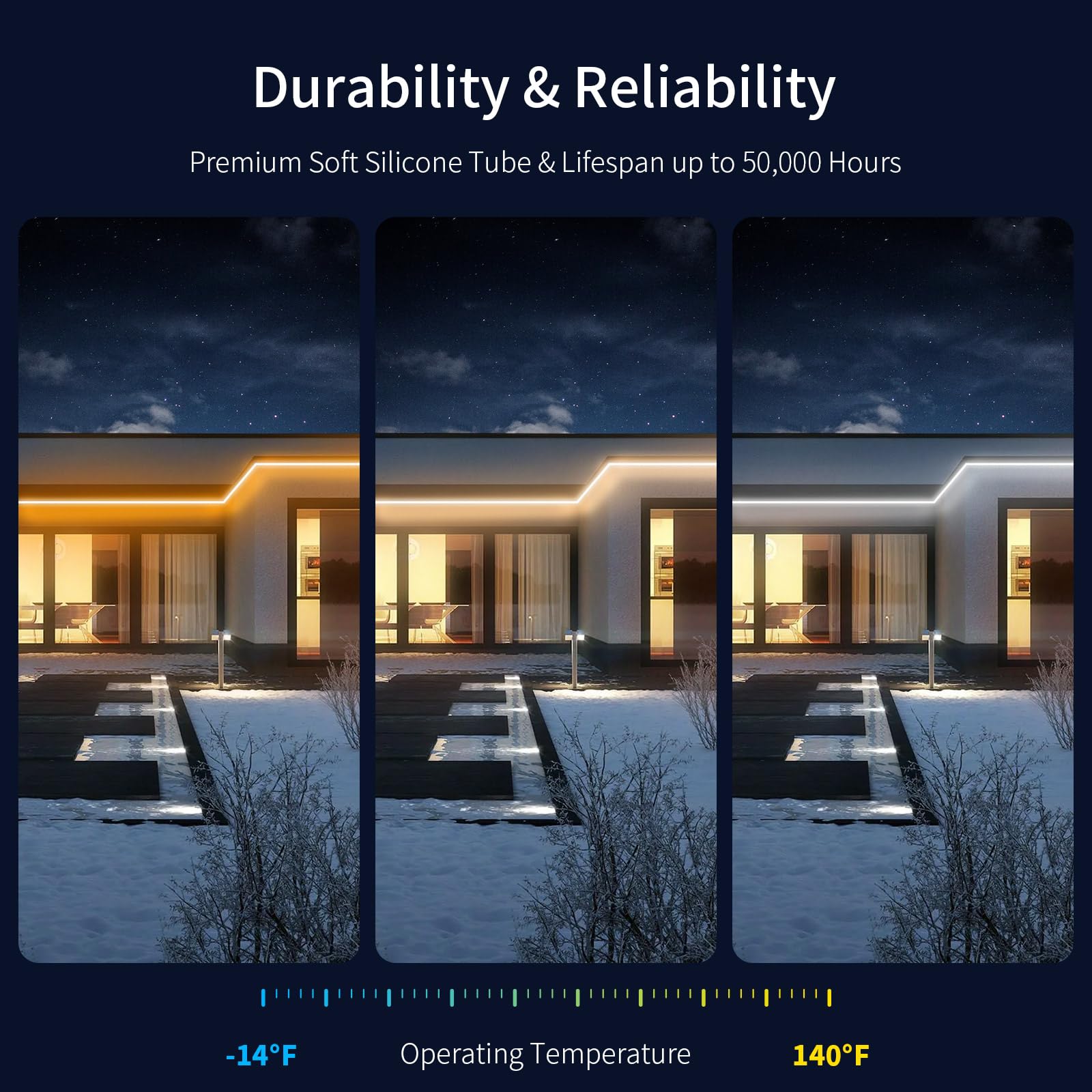 Ustarus 40Ft Dimmable Neon Led Strip Lights, Tunable White, Ip67 Waterproof With Remote