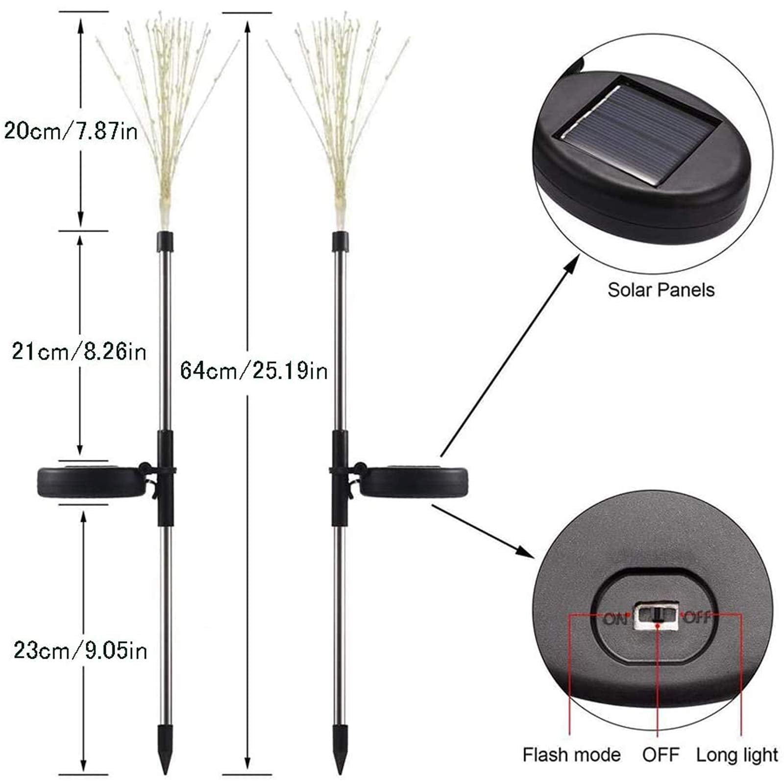 Anordsem Fireworks Lights Outdoor Decorations: Solar Garden Fairy Light Waterproof For Yard Outside Decor - Led Sparklers Firework Sticks Starburst Lighting Patio Pathway Lawn Decorative