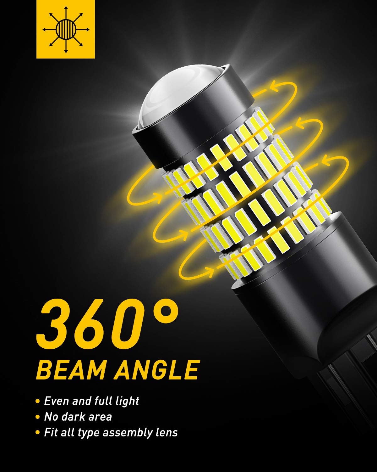 Auxito 7440 7443 Led Bulb, 102-Smd Chipsets 500% Bright 7441 7444 992 W21W Led Bulbs With Projector For Reverse Tail Brake Signa