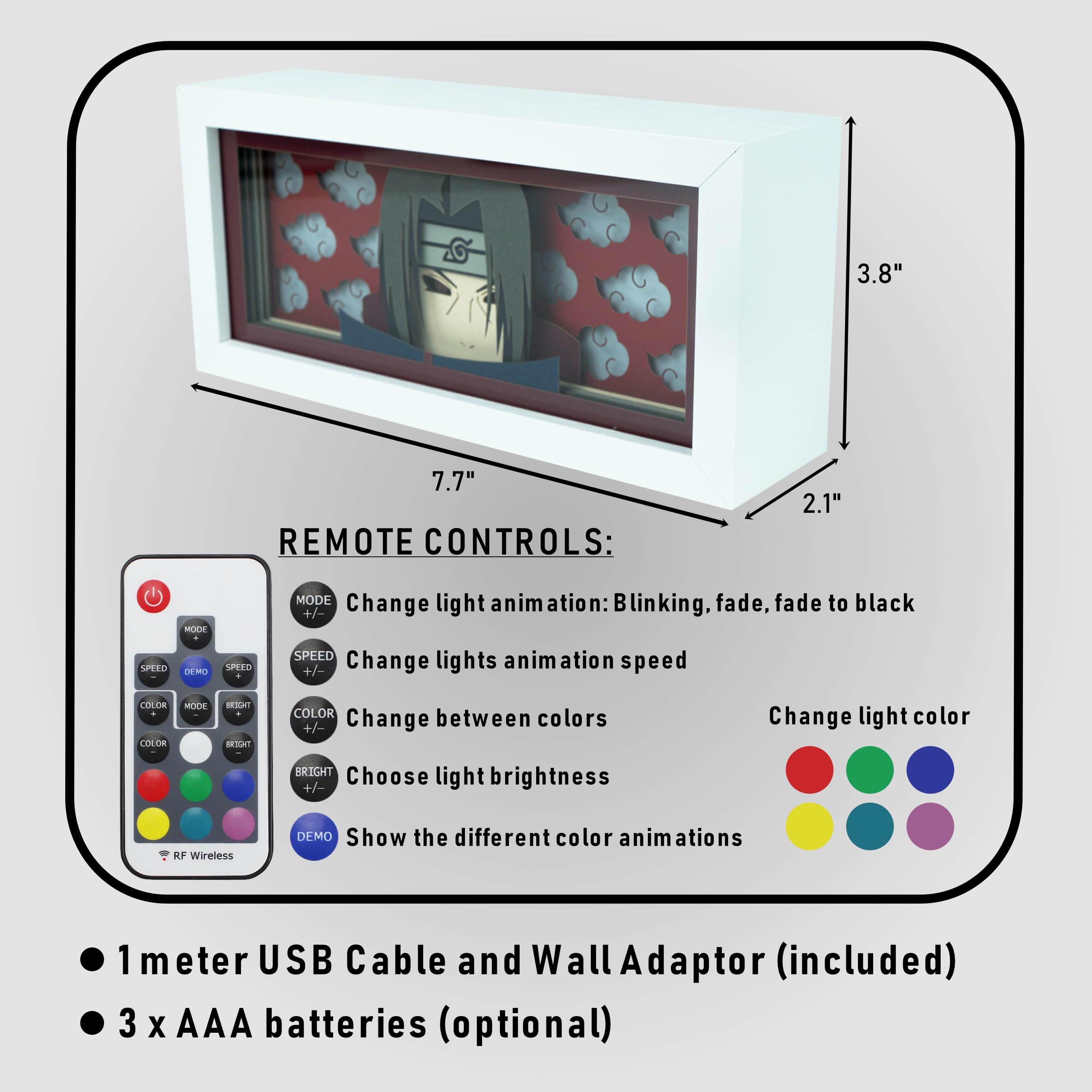 Unortha Anime LED Light Box, Manga Shadow Box Frame, Anime Paper Cut Light Box, Table Lamp for Anime Enthusiasts, RGB Multi Colo
