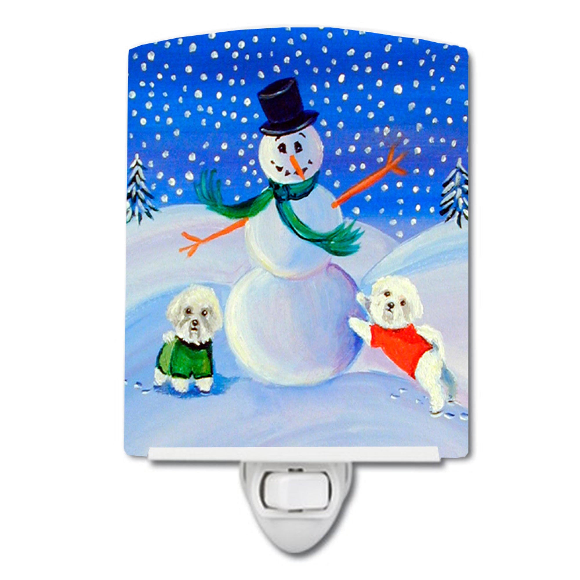  inchCarolines Treasures Snowman Bichon Frise Ceramic Night Light, 6x4, Multicolor inch
