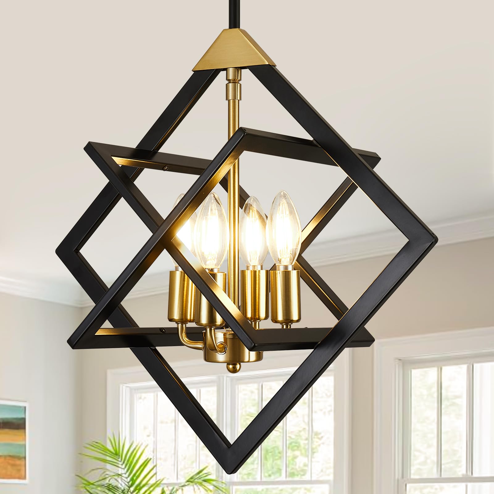 18 Modern Pendant Lights Kitchen Island  4-Light Black and Gold Farmhouse Pendant Light Fixtures  Industrial Hanging Pendant Lights Fixture for Kitchen Island Dining Room Hallway Foyer Entryway