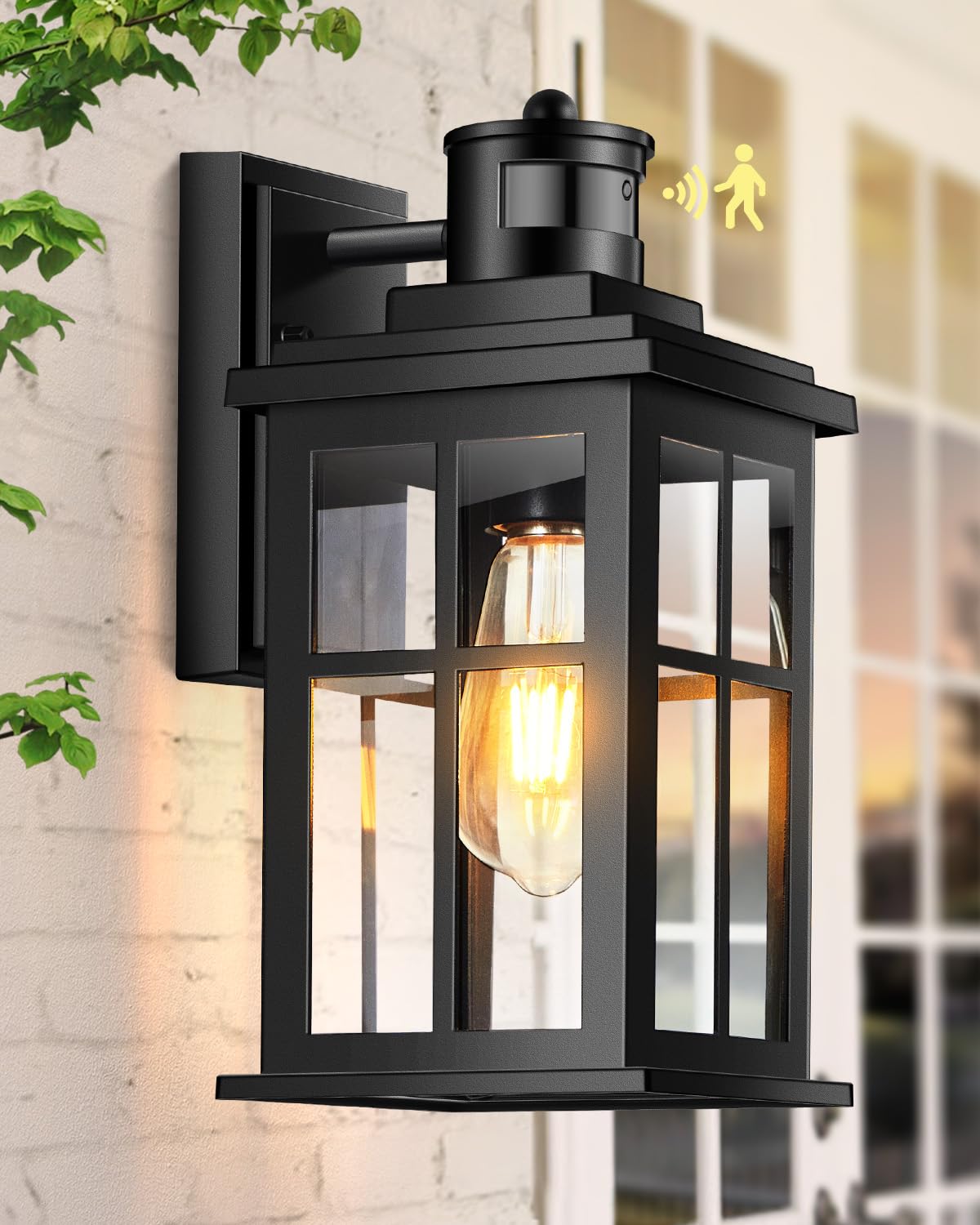 Opaxis Motion Sensor Outdoor Light, Black Porch Light Dusk To Dawn, Waterproof Outdoor Motion Sensor Light, Anti-Rust Outside Li